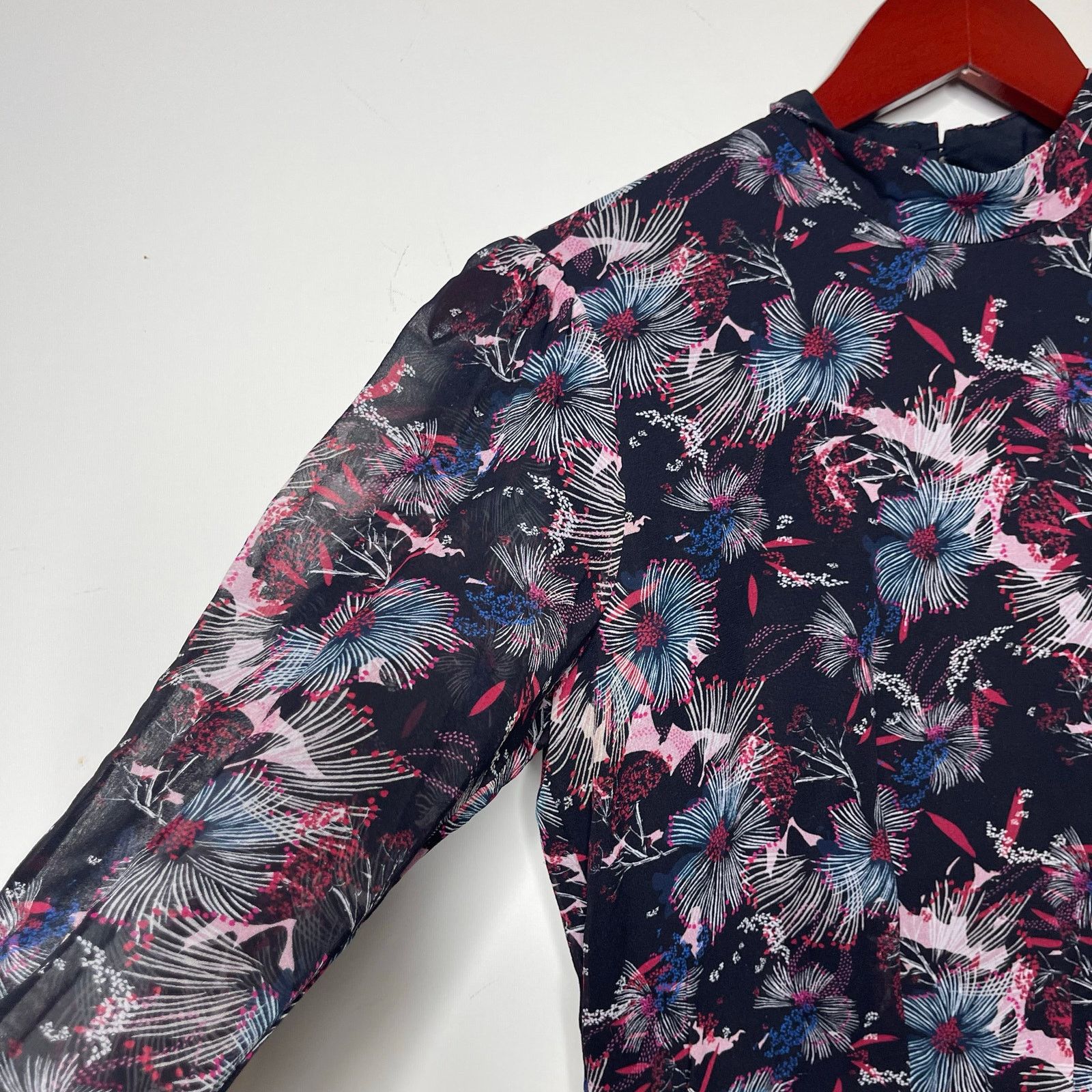 Other SALONI Abstracted Ruffle Floral Midi Silk Dress sz 2 Size XS / US 0-2 / IT 36-38 - 8 Thumbnail