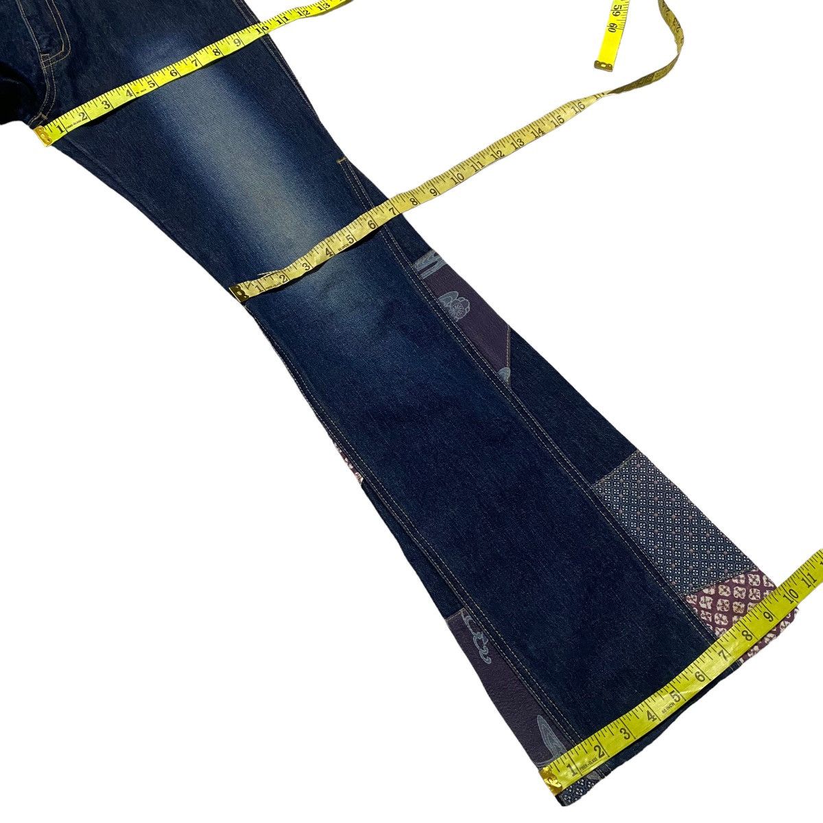 Japanese Brand SCANDAL COWBOY Denim Super Flare Patchwork Jeans Size US 28 / EU 44 - 21 Thumbnail