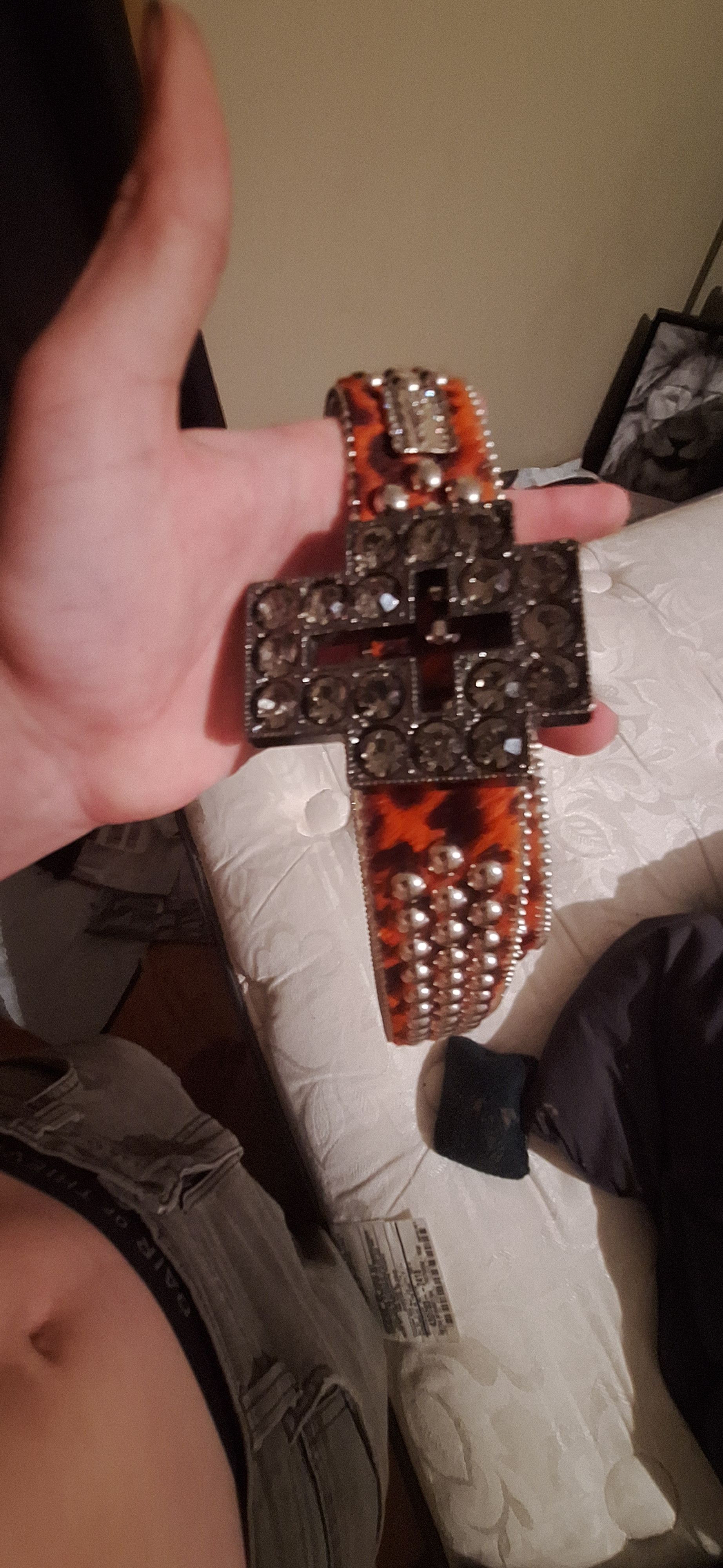 B.B. Simon B.B Simon Orange fur Cross belt Size 32 - 2 Thumbnail