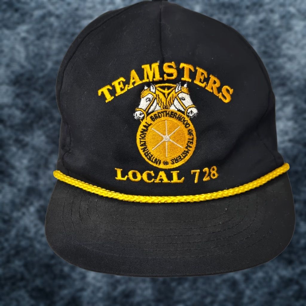 Vintage VINTAGE Teamsters Hat Unbranded Trucker Adjustable USA Black Workwear Union Made Size ONE SIZE - 1 Thumbnail
