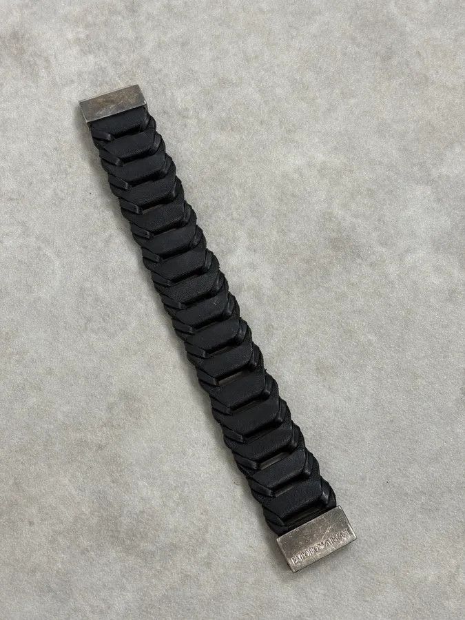 Emporio Armani 2010s Emporio Armani Black Leather Bracelet Size ONE SIZE - 4 Thumbnail
