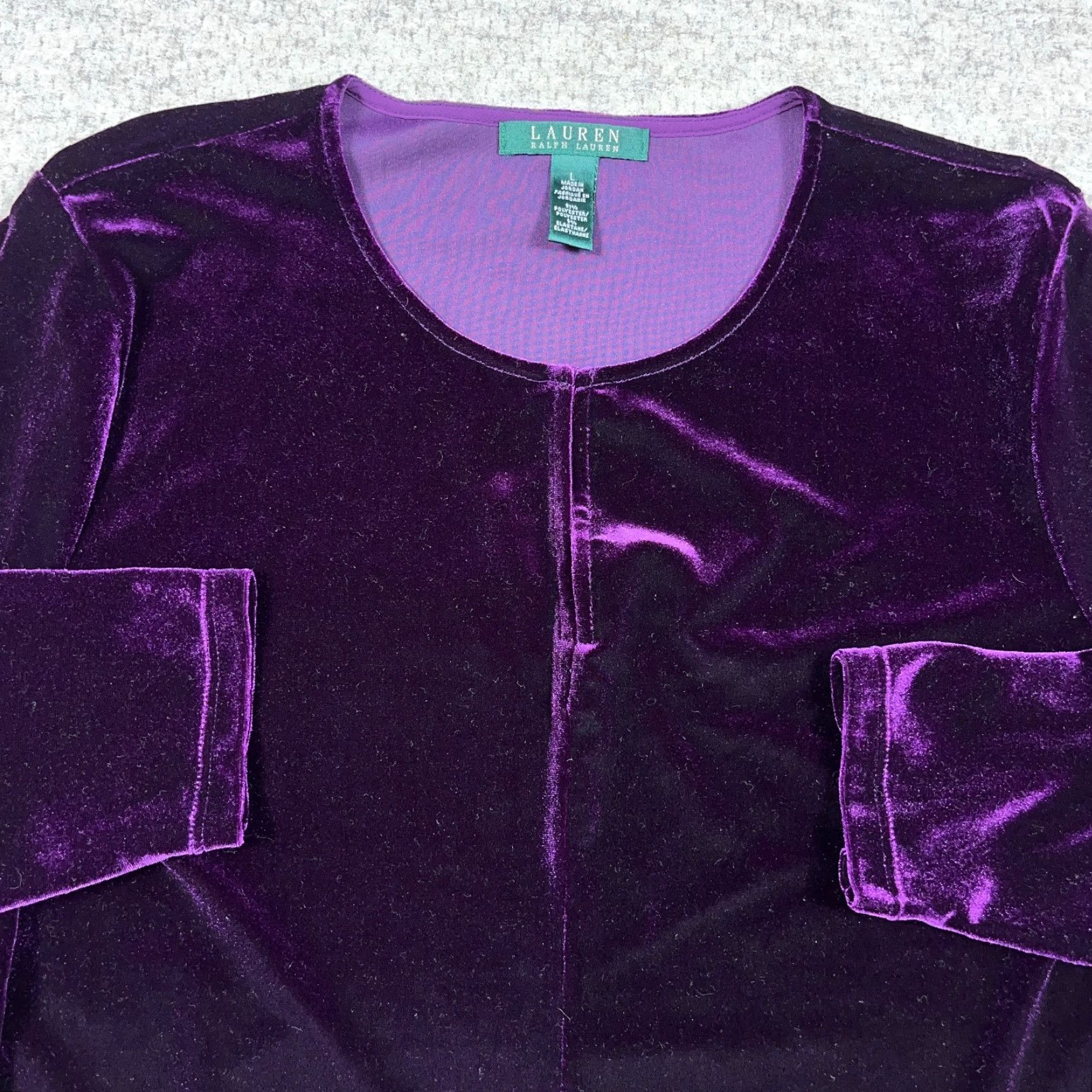 Ralph Lauren Lauren Ralph Lauren Velvet Keyhole Blouse Shirt Womens L Purple Long Sleeve Shirt Womens Size L / US 10 / IT 46 - 2 Thumbnail