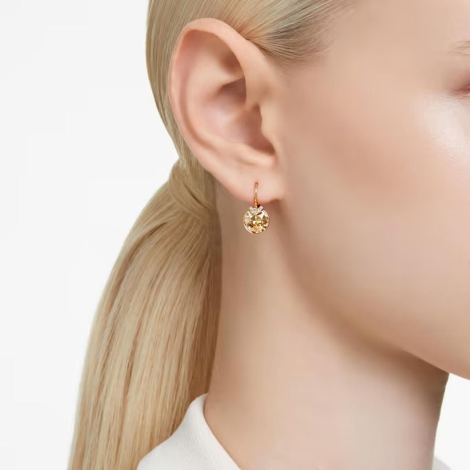 Swarovski Swarovski Bella V Drop Earrings – Round Cut Gold-Tone Plated Size ONE SIZE - 2 Thumbnail