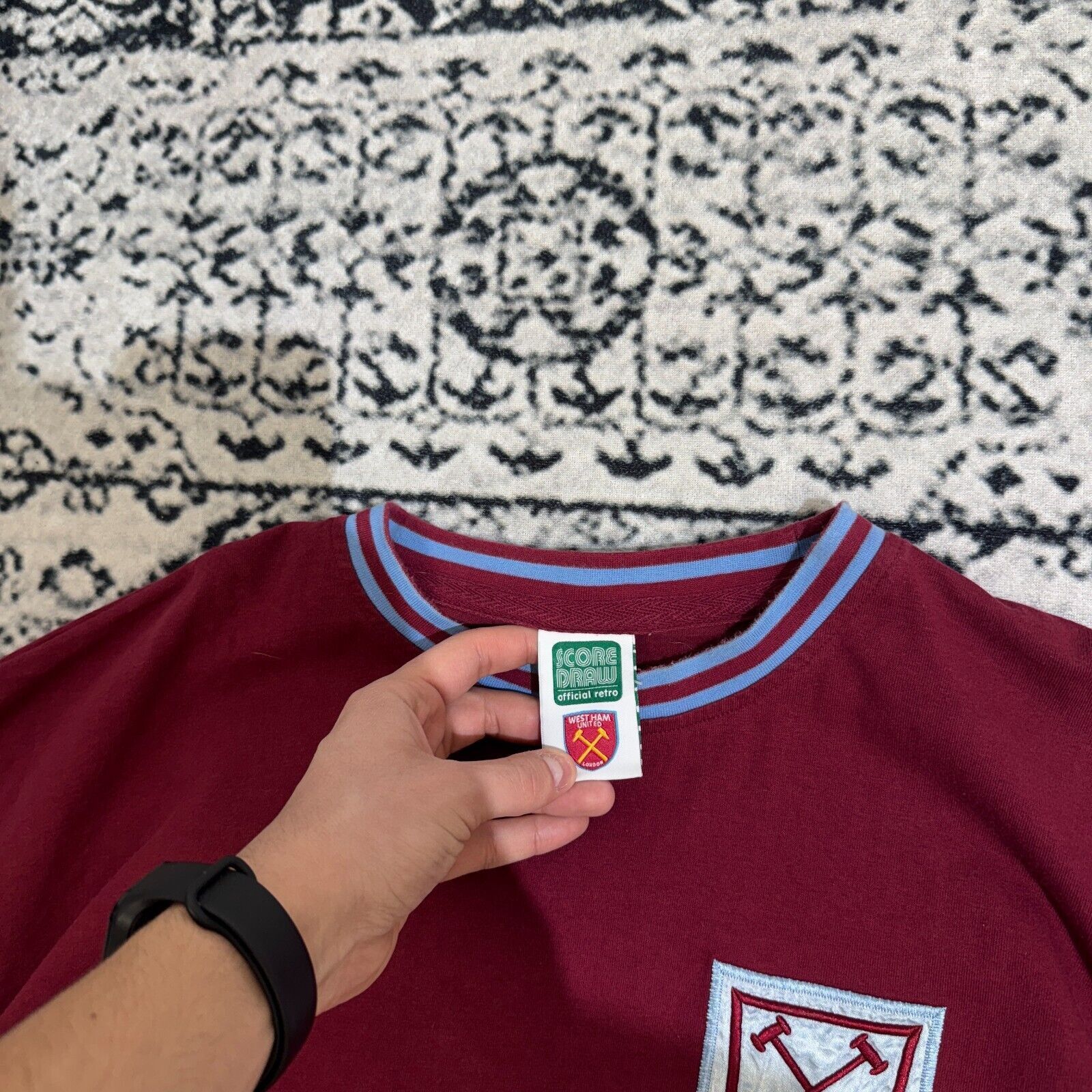 Vintage Burgundy Blue Polyester Jersey T-Shirt Size XL Westham Size US XL / EU 56 / 4 - 5 Thumbnail