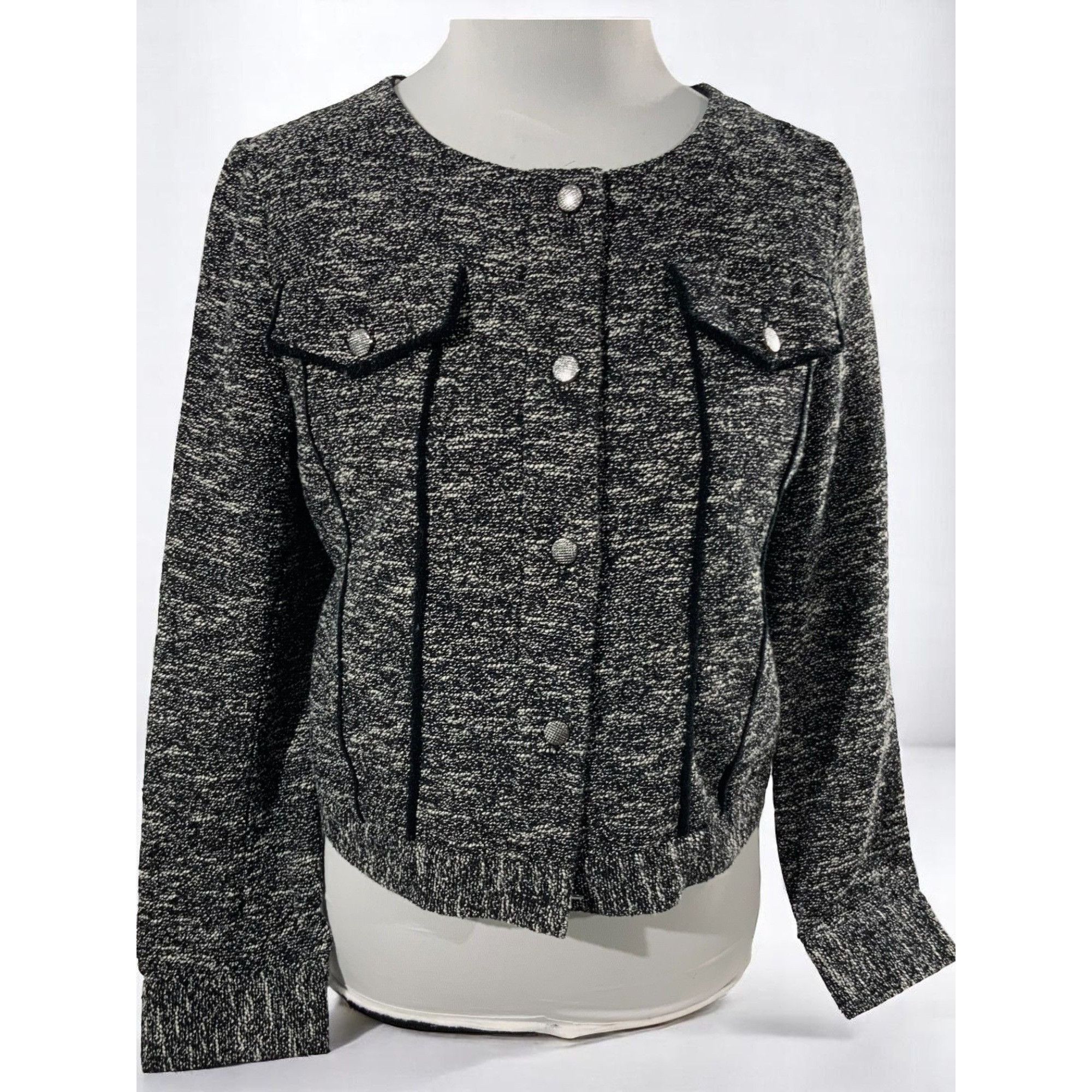 Designer Slate & Willow Black Designer Tweed Cropped Jacket Medium Size M / US 6-8 / IT 42-44 - 8 Thumbnail