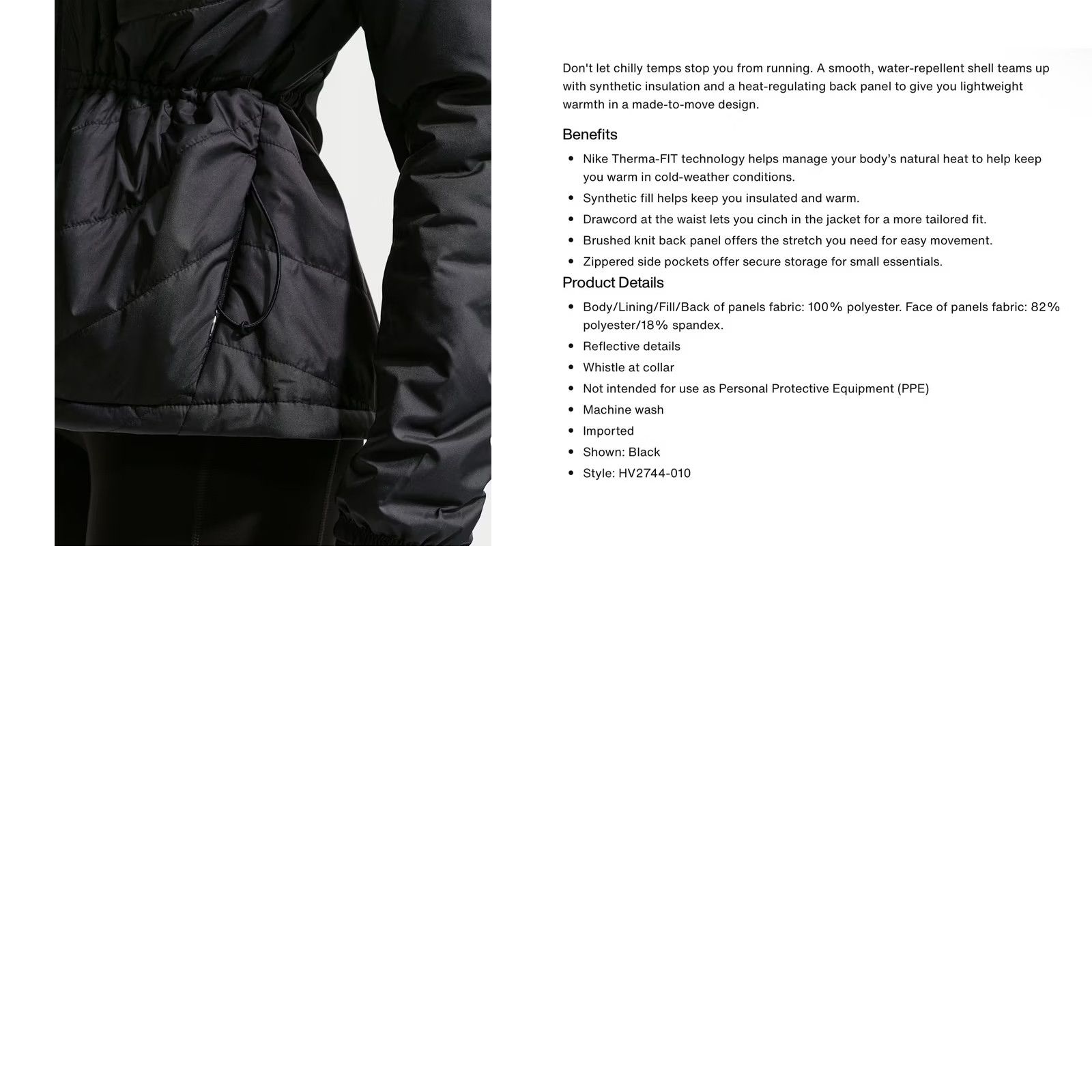 Nike Nike Swift Therma-FIT Running Jacket Womens XS Black Reflective HV2744 010 Size XS / US 0-2 / IT 36-38 - 10 Thumbnail