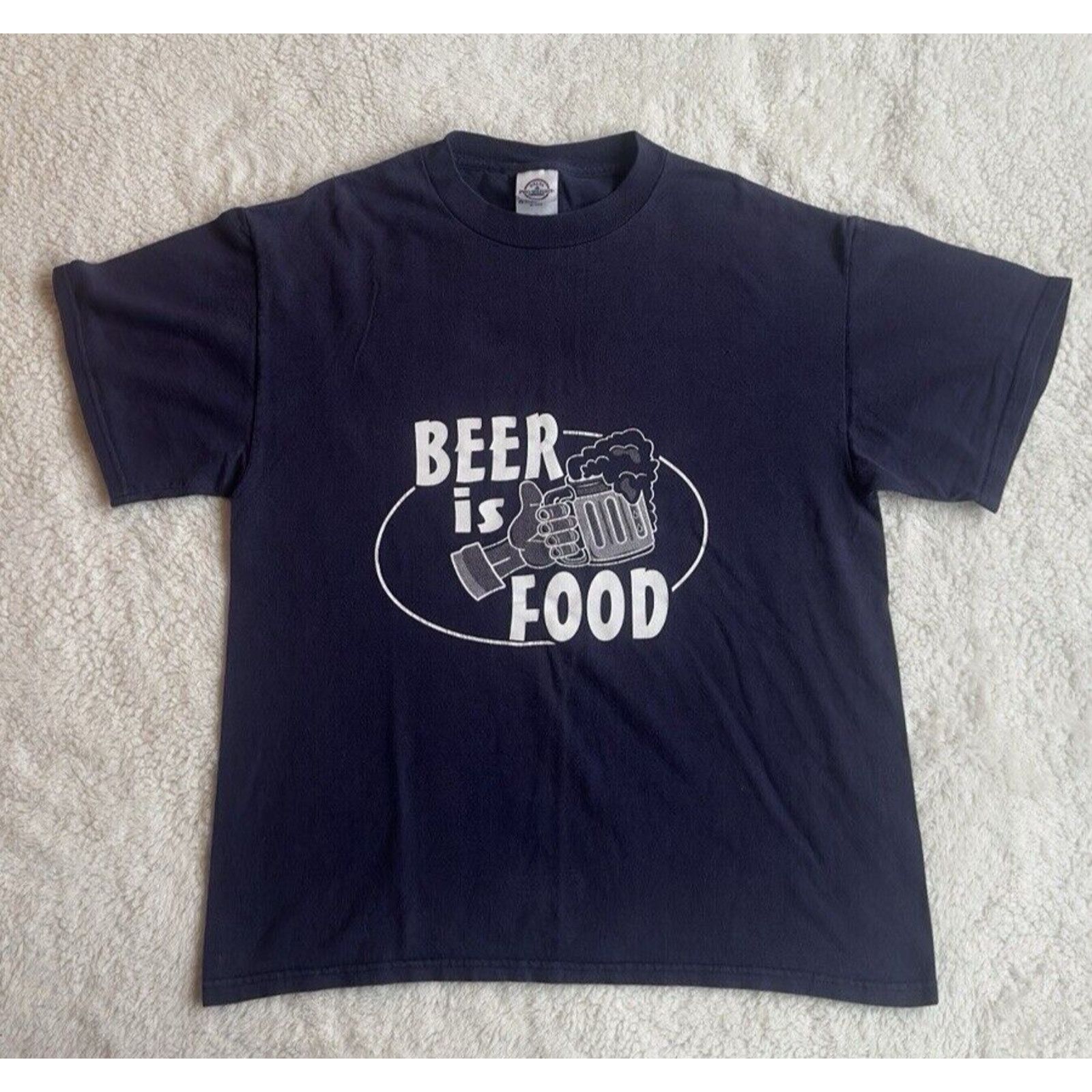 Delta Vtg Y2K Beer is Food Navy Graphic Shirt Delta Mens Sz M Size US M / EU 48-50 / 2 - 1 Thumbnail