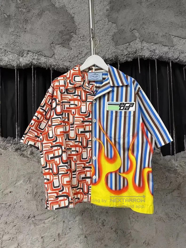 Prada Prada Double match18fw flame stripe stitching short. Size US S / EU 44-46 / 1 - 1 Thumbnail