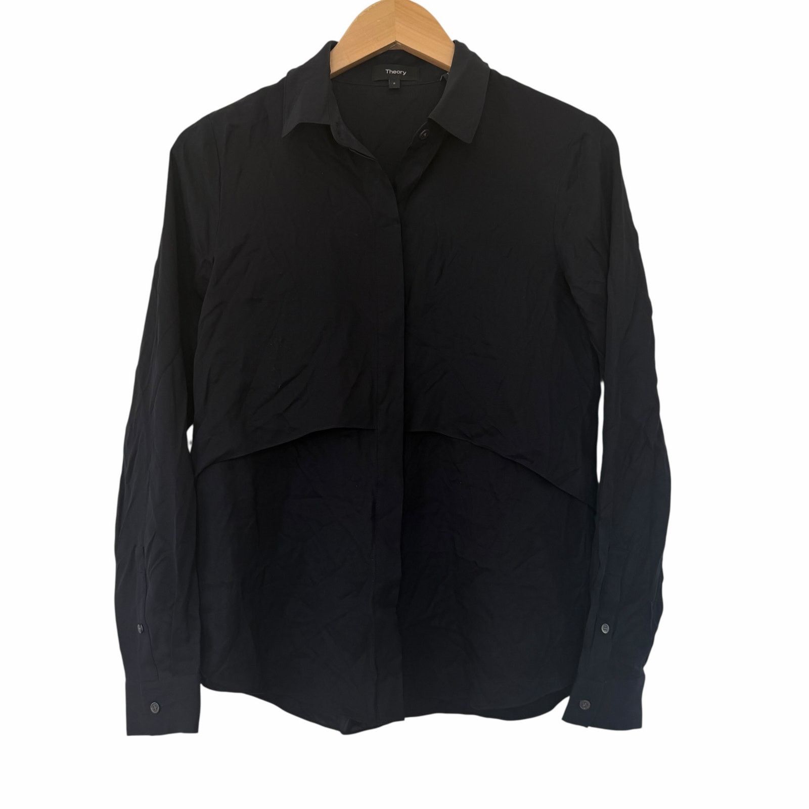 Theory Theory Black Rosita Core 100% Silk Button Down Blouse Sz S Size S / US 4 / IT 40 - 1 Thumbnail