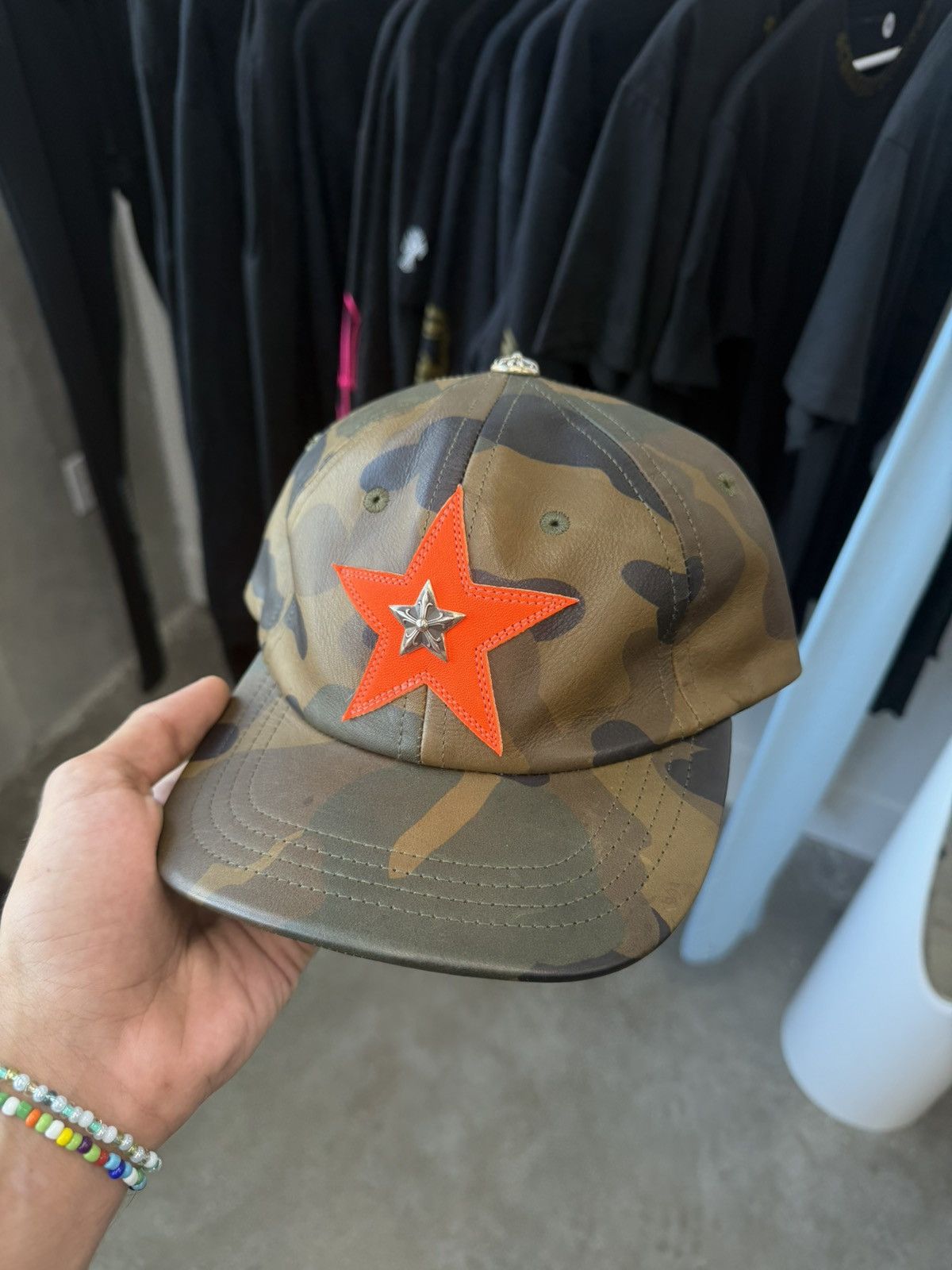 Chrome Hearts Camo Leather Star Patch Gunslinger Hat NEW