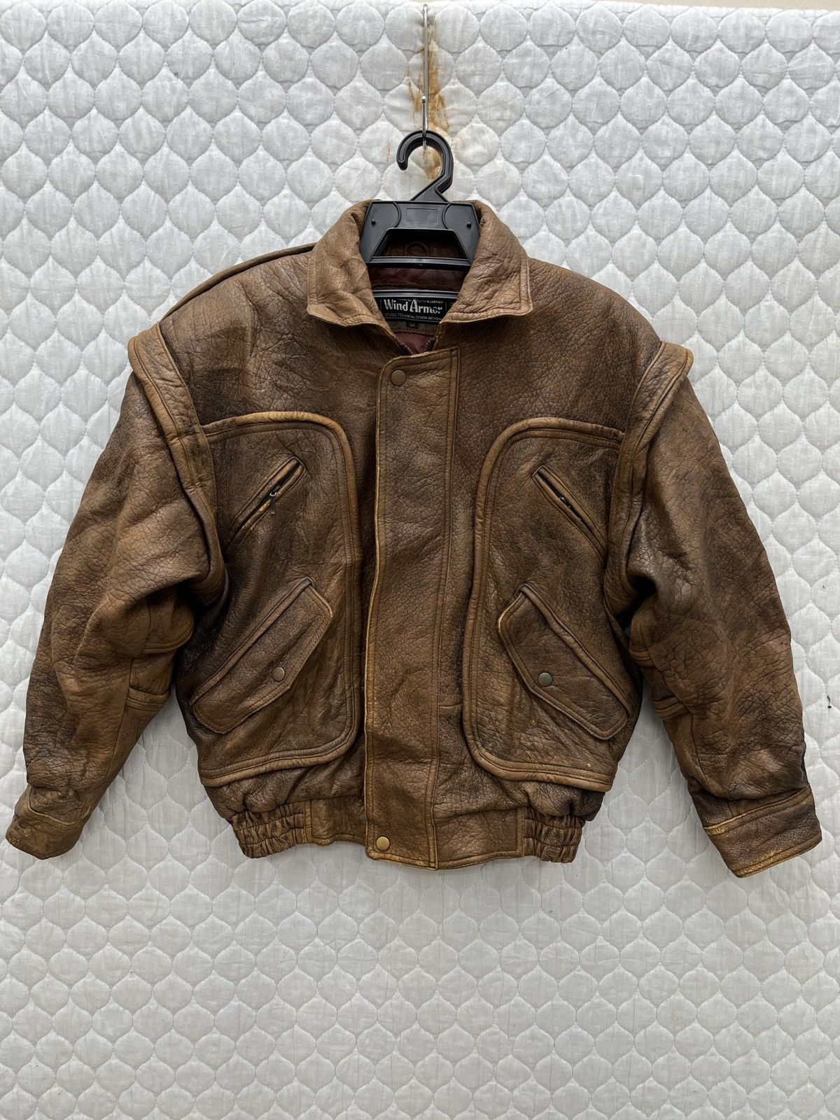 image of Archival Clothing x Genuine Leather Archive Wind Armour Japan Leather Jacket in Brown (Size Medium)