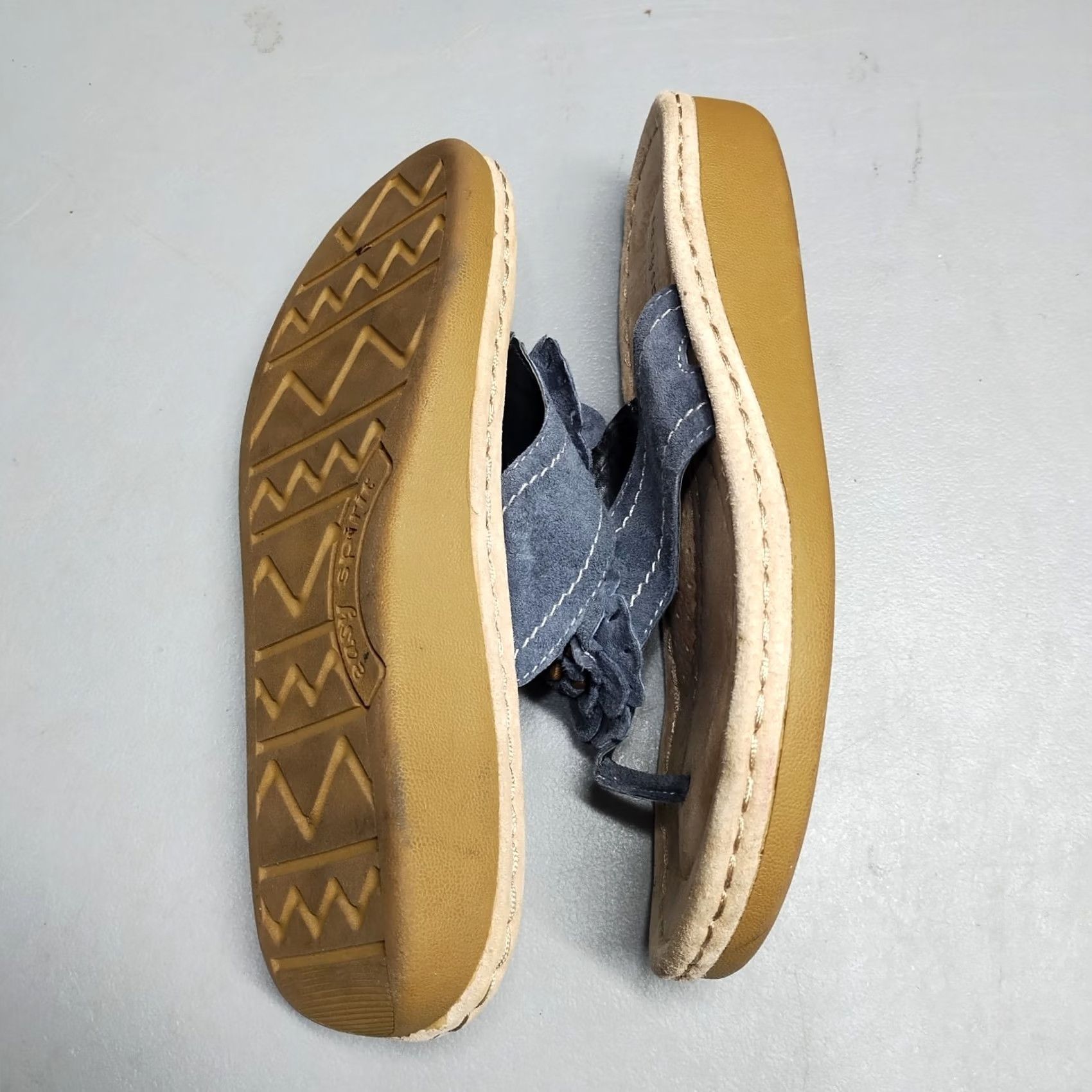 Vintage Easy Spirit Thong Womens Brown & Blue DreamLove Sandals Leather Slip Size US 9 / IT 39 - 4 Thumbnail