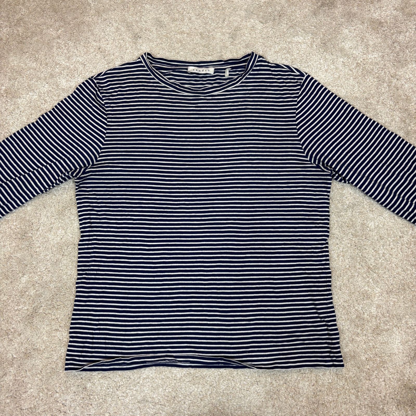 Sandro Sandro Paris Long Sleeve Striped Shirt Women's Large Size L / US 10 / IT 46 - 2 Thumbnail