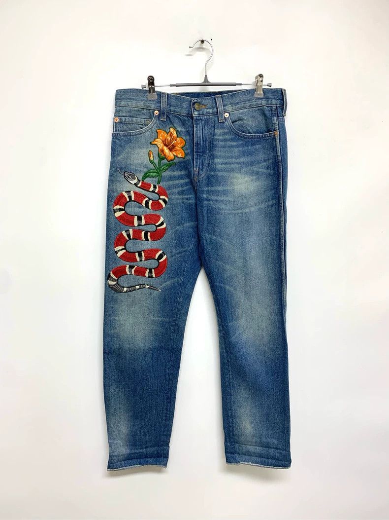 Gucci Gucci Snake-patterned jeans Size 25" / US 0 / IT 36 - 1 Thumbnail
