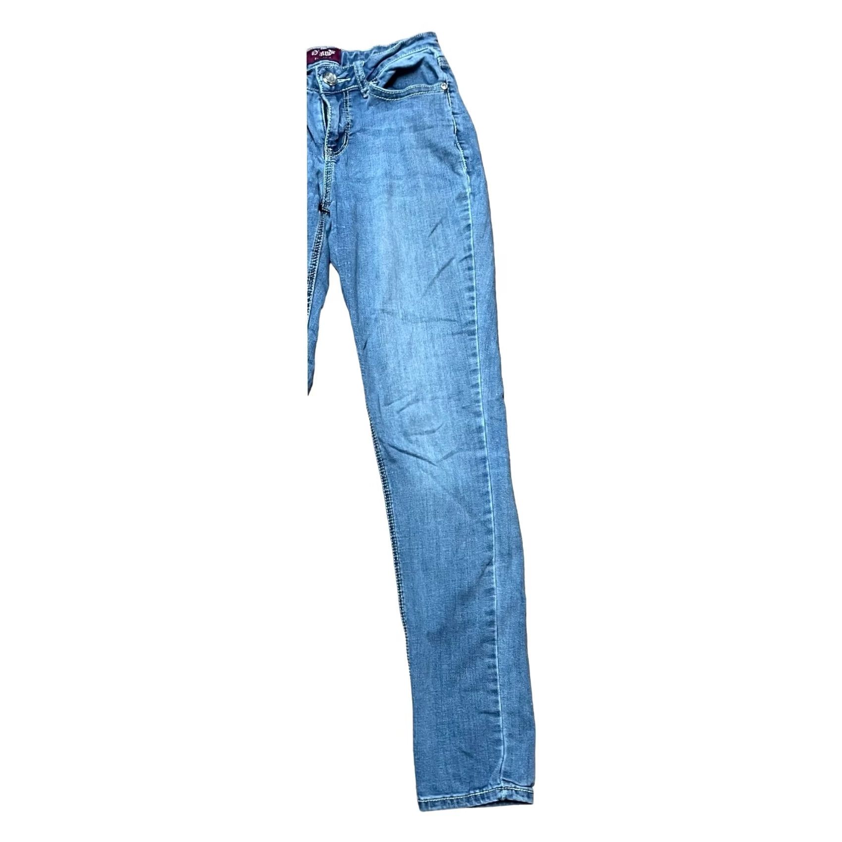 Vintage D'mode Women’s Studded Embroidered Blue Jean Pants Sz 7 Straight Leg Rhinestones Jeans Women 90s Vintage No Size 28" / US 6 / IT 42 - 3 Thumbnail