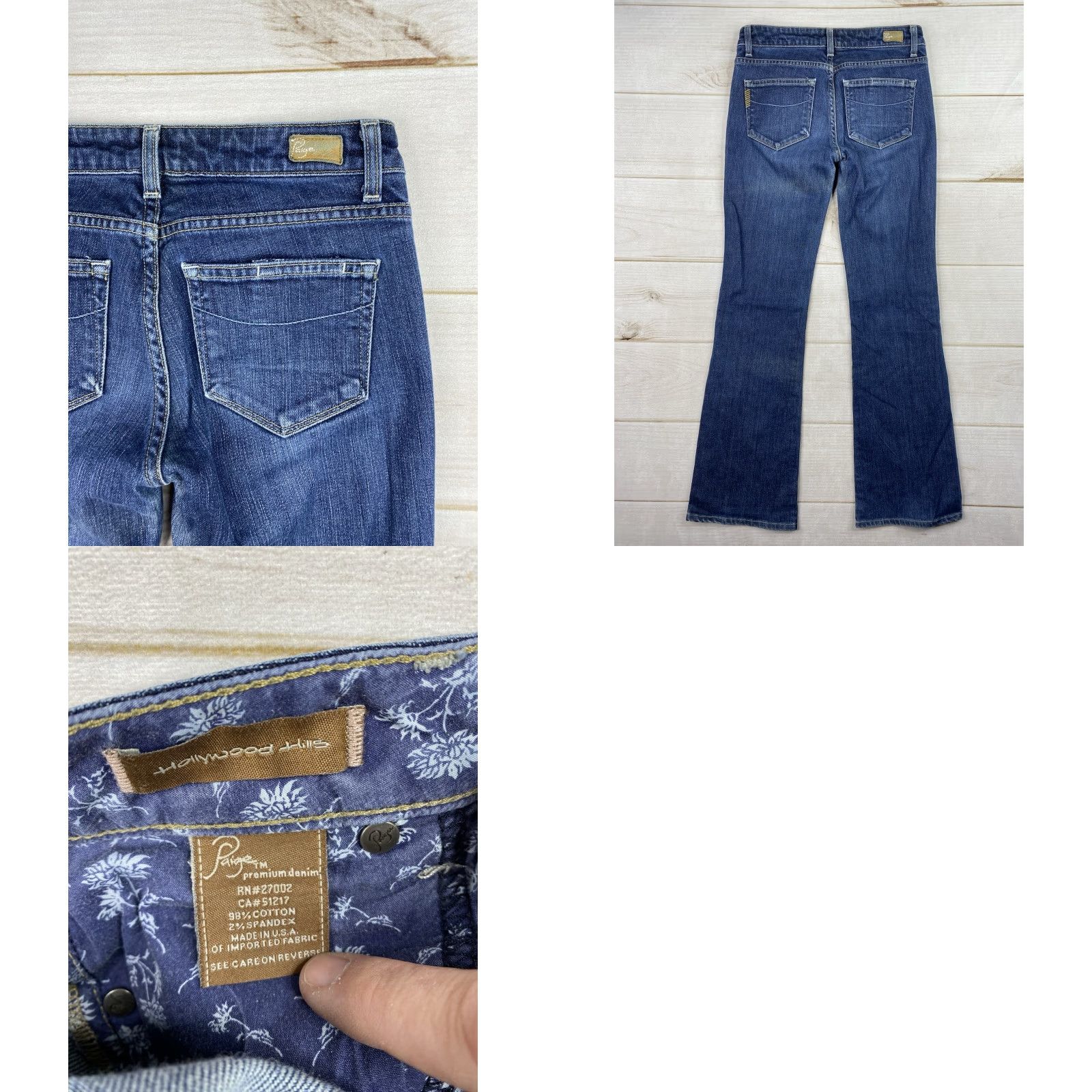 Paige Paige Hollywood Hills Bootcut Jeans Women Size 27 Blue Distressed Stretch Flare Size 27" / US 4 / IT 40 - 8 Thumbnail