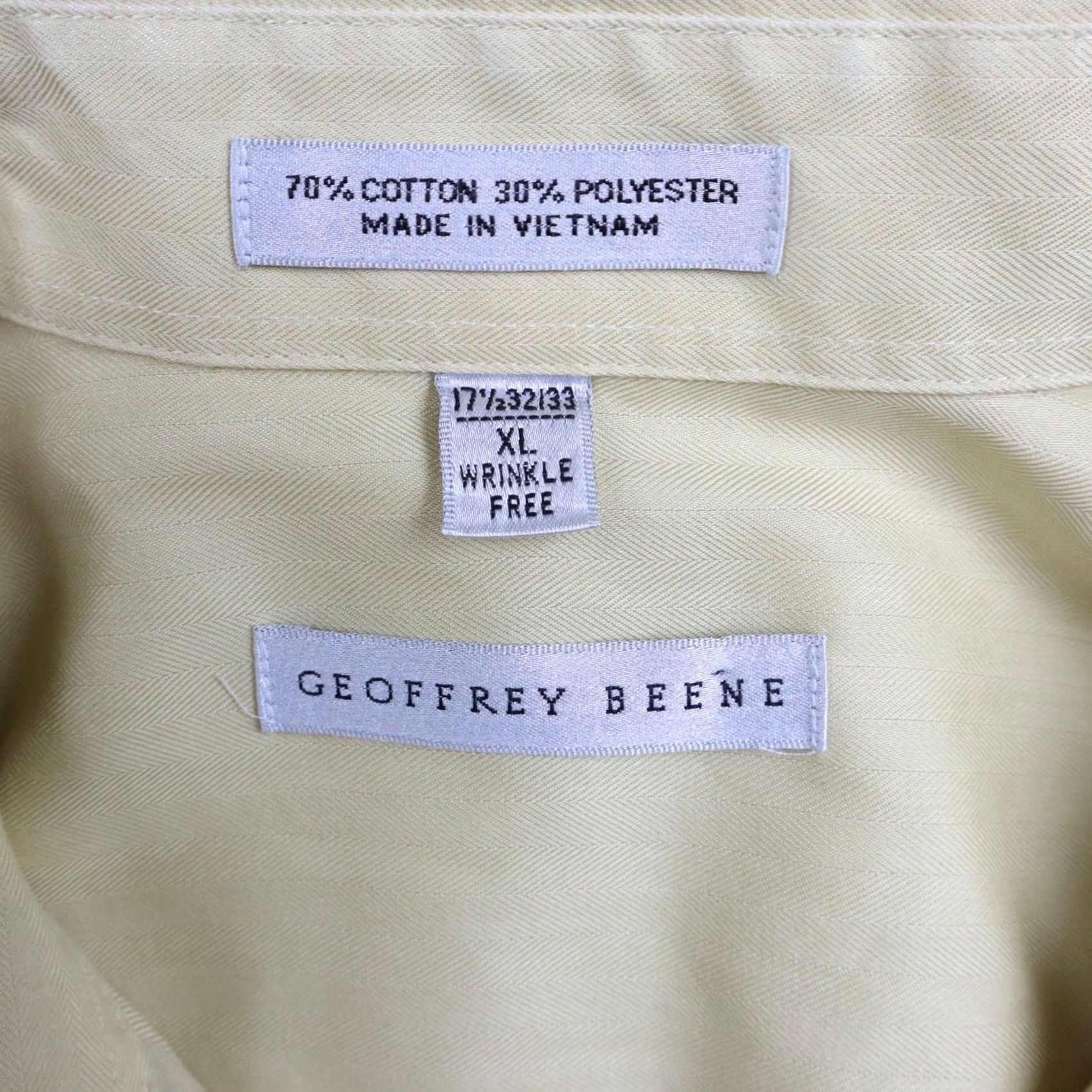 Geoffrey Beene Geoffrey Beene Shirt Mens XL 17.5 32/33 Wrinkle Free Button Yellow Long Sleeve Size US XL / EU 56 / 4 - 3 Thumbnail