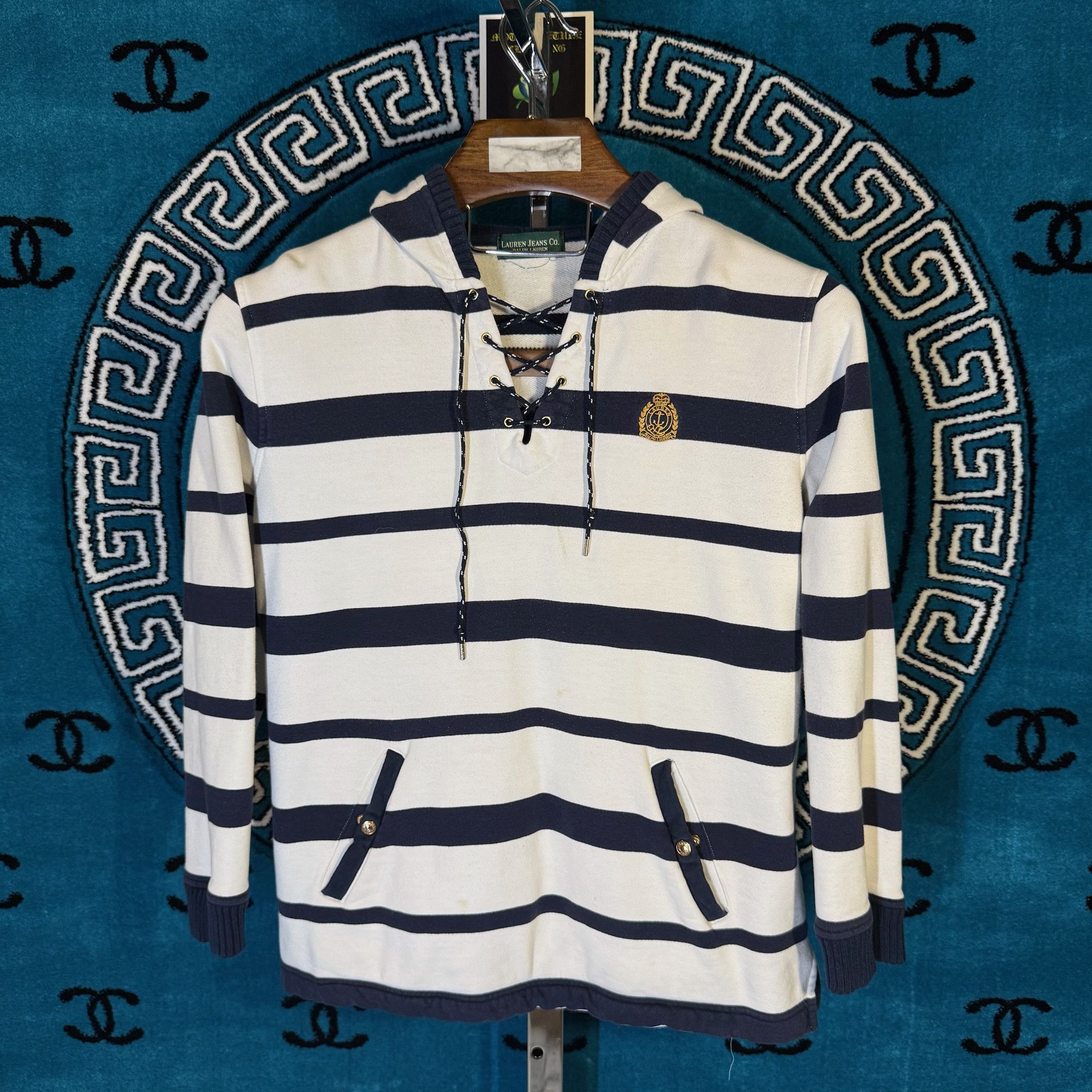 ICONA CREST STRIPE MOTIF L/S HOODIE
