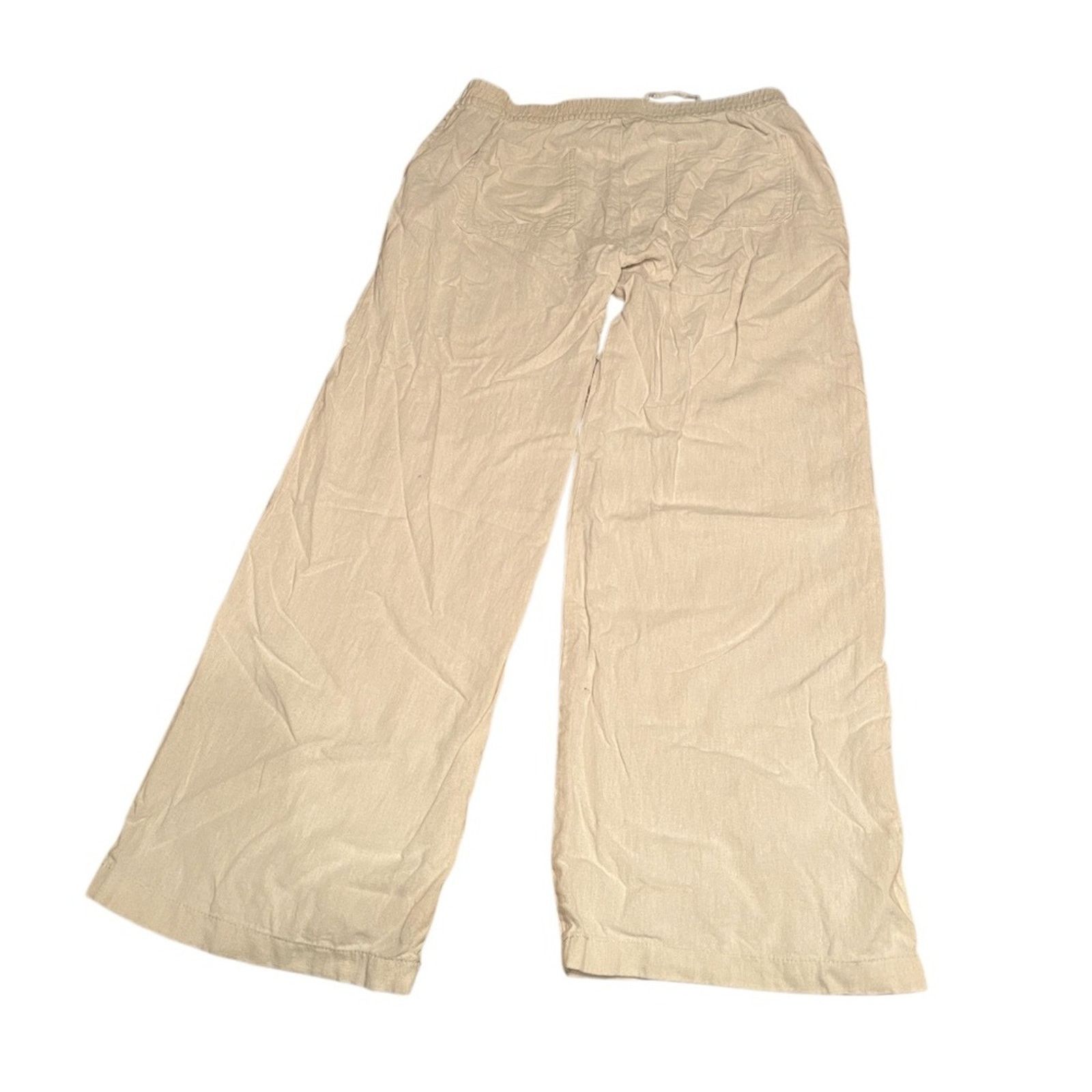 The Unbranded Brand Chic Cream Wide Leg Elastic Waist Women's Pants, size Medium Size 32" / US 10 / IT 46 - 2 Thumbnail