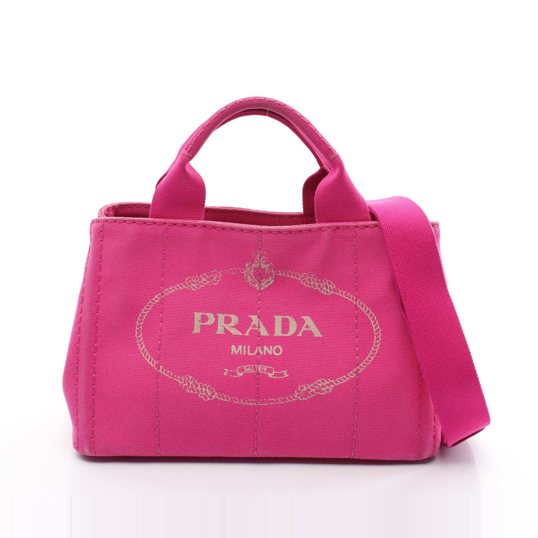 Prada Prada Canapa Kanapa Handbag Tote Bag Canvas Pink Size ONE SIZE - 1 Thumbnail