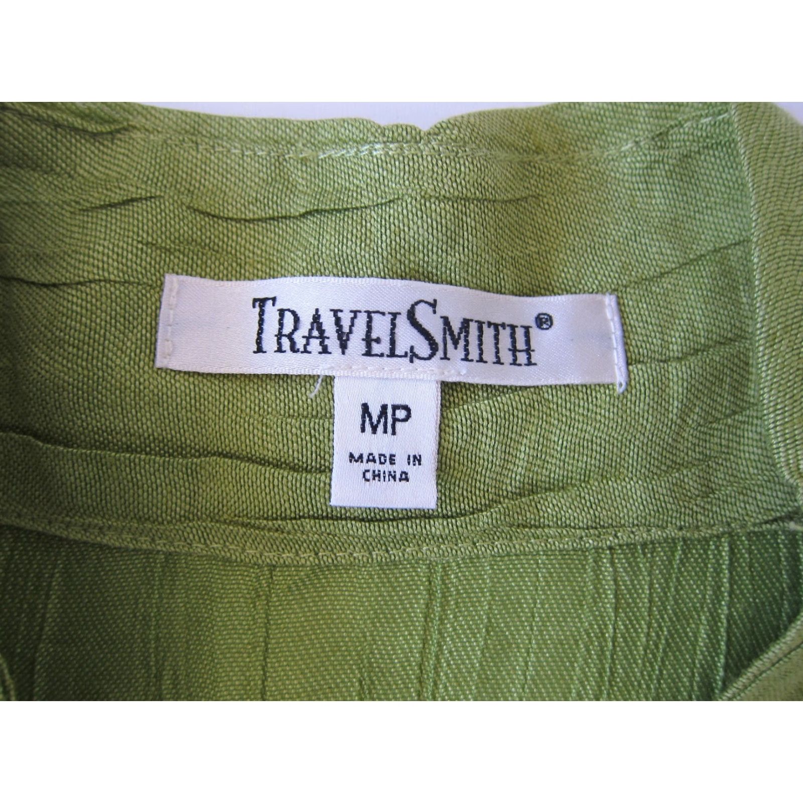 Vintage TravelSmith Blouse PM Petite Long Sleeve Collared Button Down Green Linen Rayon Shirt Womens Size M / US 6-8 / IT 42-44 - 4 Thumbnail