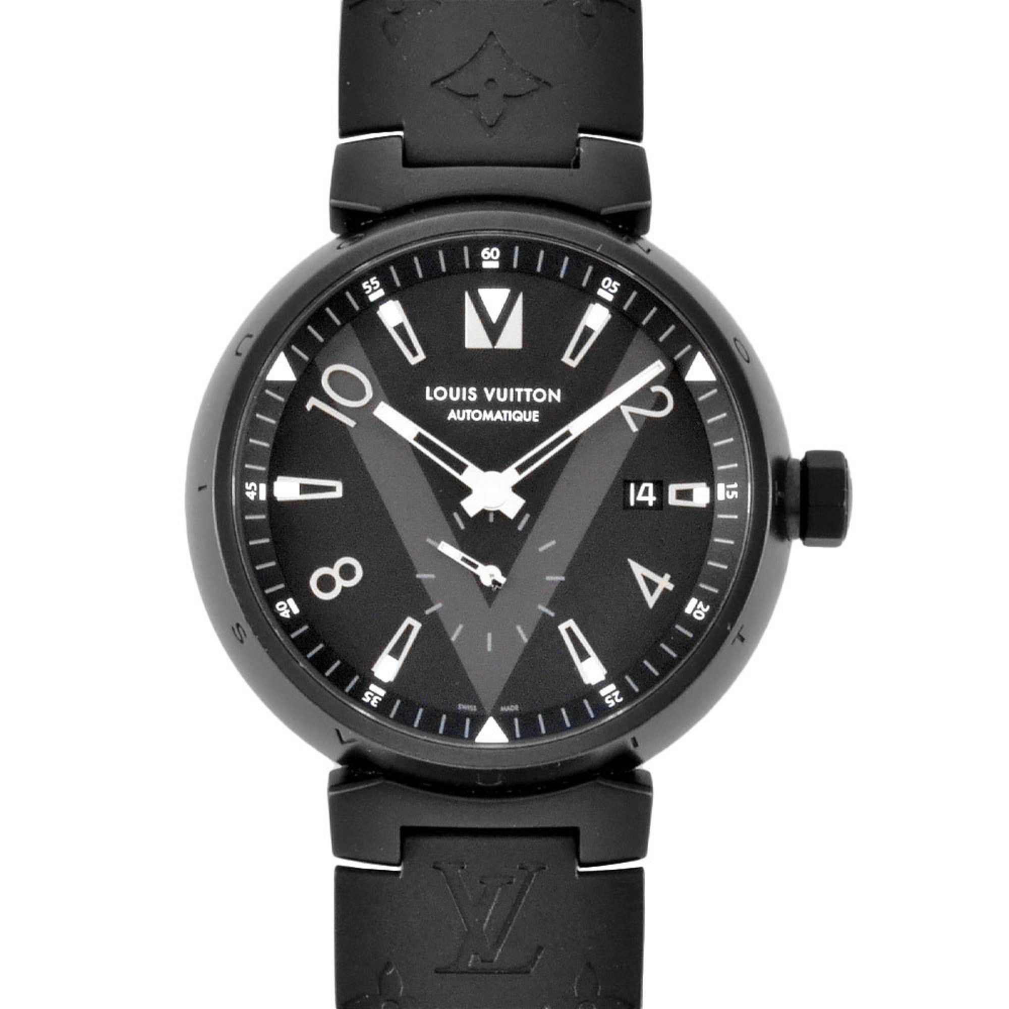 Louis Vuitton Q1D22Z Tambour Watch Automatic Black Dial Men's