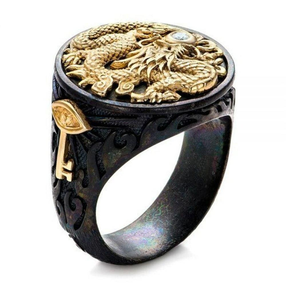 Designer Men's "The Rising Dragon" Capitan Collection Chinese Ring Size ONE SIZE - 4 Thumbnail