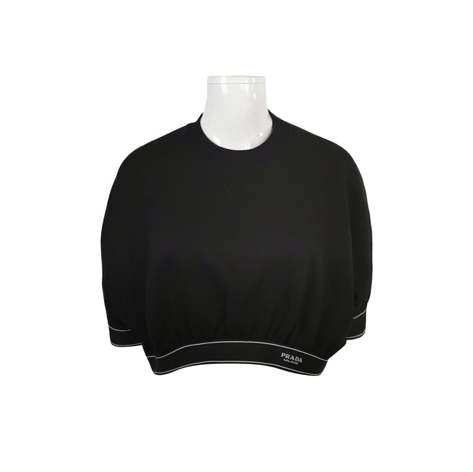 Prada Prada Cotton Logo Round Neck Top in Black . Size S / US 4 / IT 40 - 1 Thumbnail