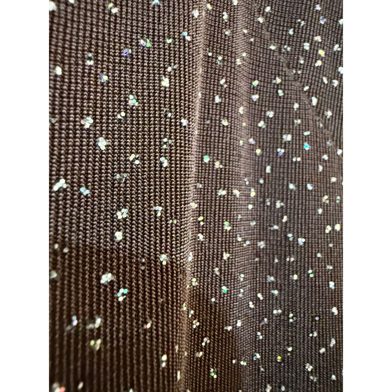Other 90s Chocolate Brown Asymmetrical Neckline Sparkle Dress Size XL / US 12-14 / IT 48-50 - 6 Thumbnail