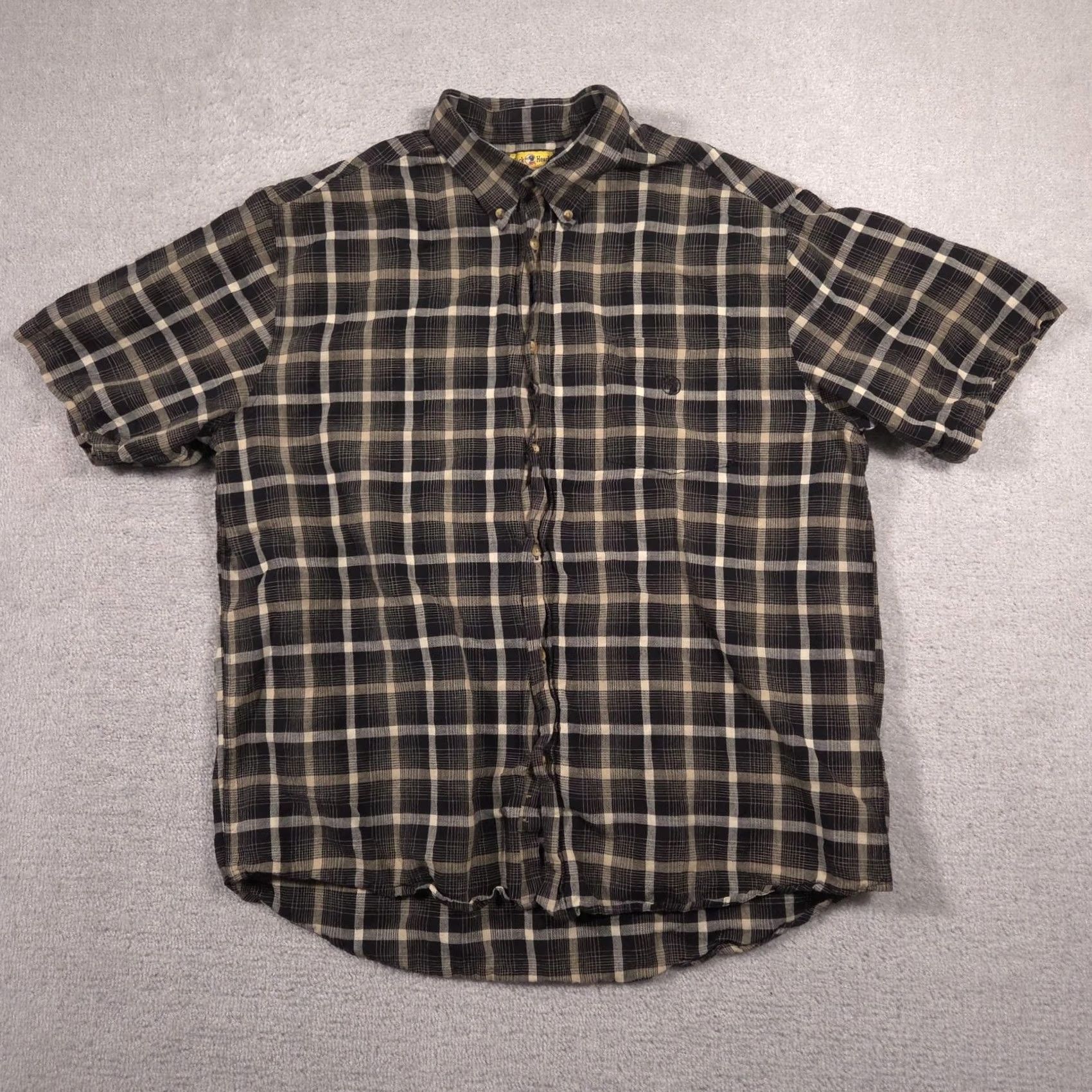 Vintage Duck Head Shirt Mens XL Brown Plaid Button-Down Short Sleeve Linen-Cotton Casual рынок Size US XL / EU 56 / 4 - 2 Thumbnail