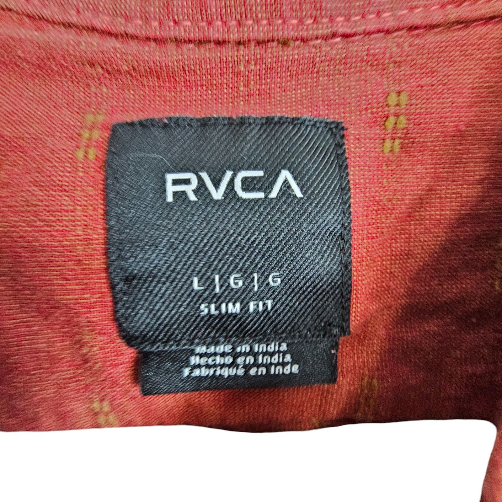 RVCA RVCA Mens Red Button Slim Fit Shirt Size L Skater Casual Size US L / EU 52-54 / 3 - 7 Thumbnail