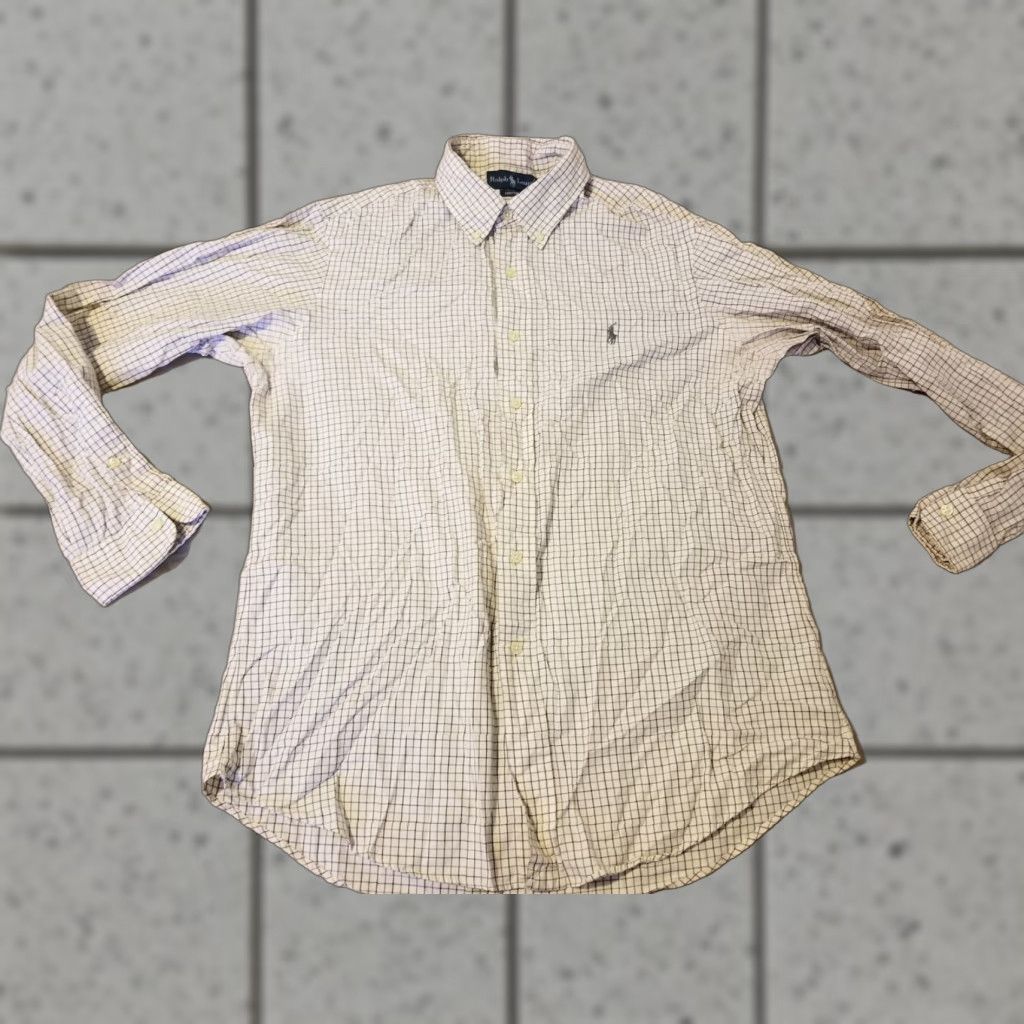 Polo Ralph Lauren Mens Polo Ralph Lauren Dress Shirt L Large Custom White Button Cotton Size 42R - 1 Thumbnail