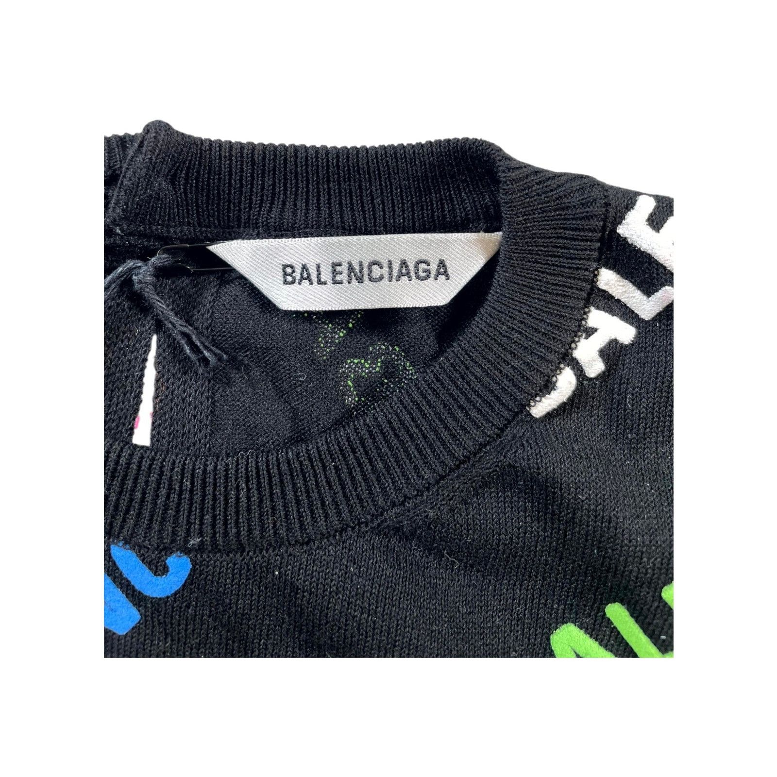 Balenciaga Balenciaga Womens LS Black & Multicolor T Shirt Size S / US 4 / IT 40 - 3 Thumbnail