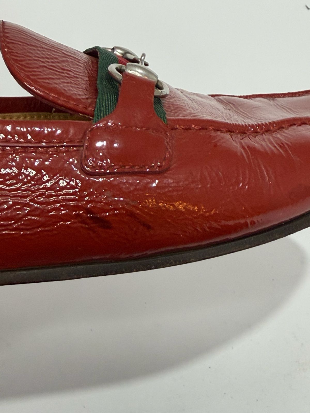 Gucci Gucci Patent Leather Web Horsebit Loafers - Size 38 Size US 8 / IT 38 - 8 Thumbnail