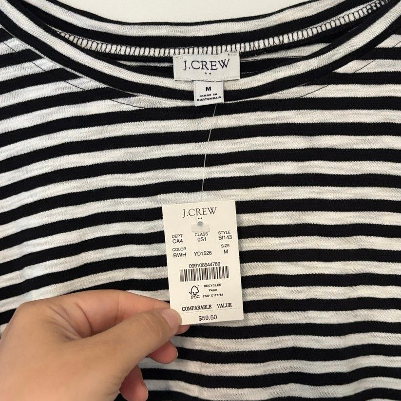J.Crew NWT J.Crew Striped Tie Waist Shirt Dress Black/White Size M Size M / US 6-8 / IT 42-44 - 3 Thumbnail