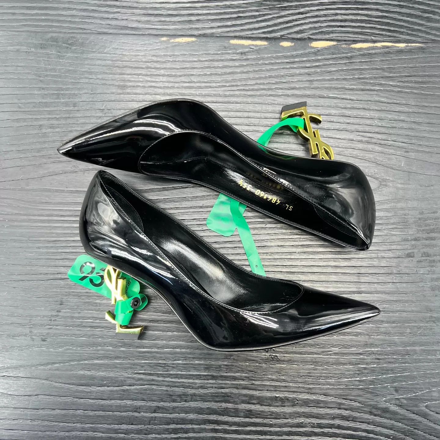 Yves Saint Laurent YSL Opyum Black & Gold Heels Women 35.5 Tried On Size US 5 / IT 35 - 5 Thumbnail