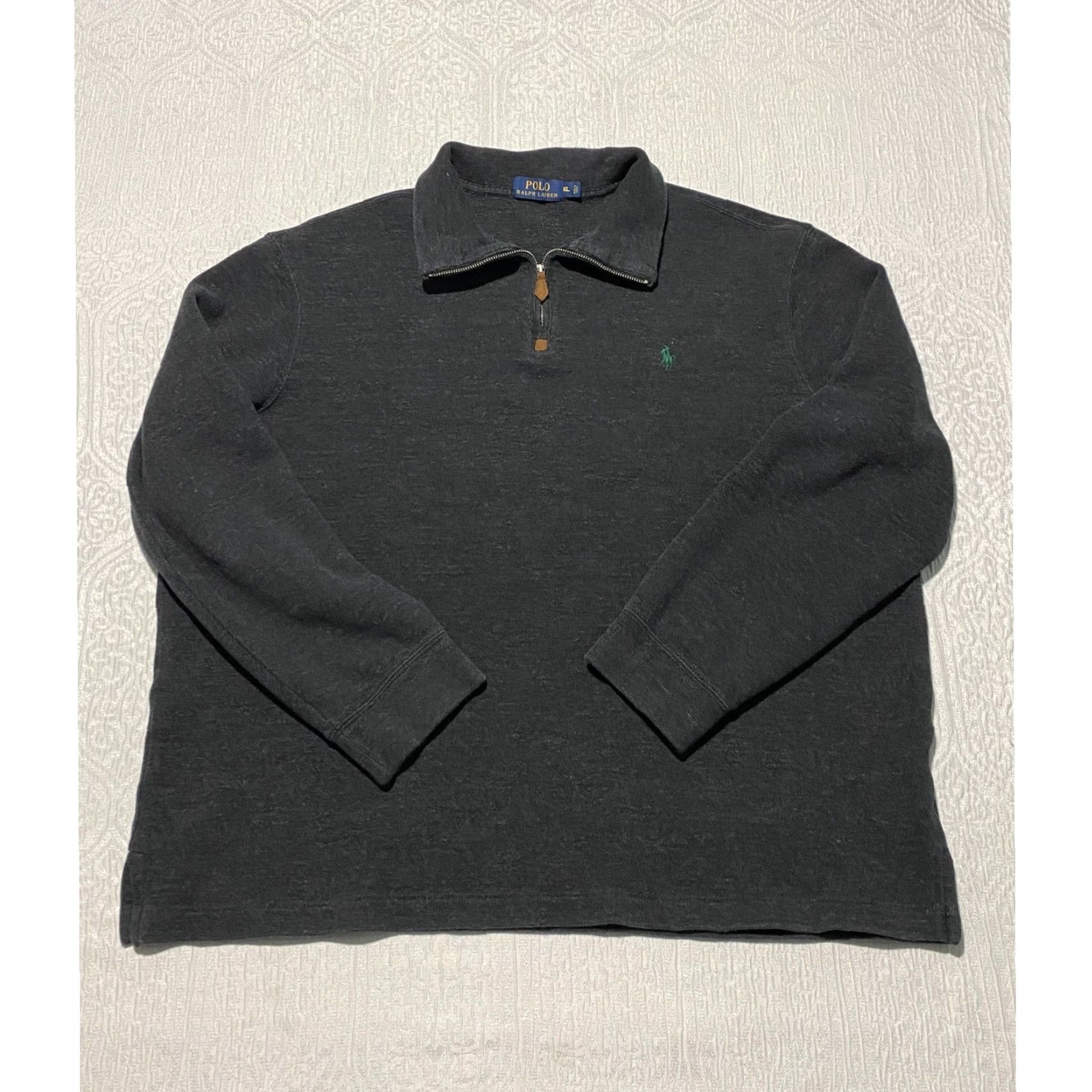 Polo Ralph Lauren Polo Ralph Lauren Mens XL Charcoal Gray 100% Cotton Quarter Zip Pullover Sweater Size US XL / EU 56 / 4 - 2 Thumbnail