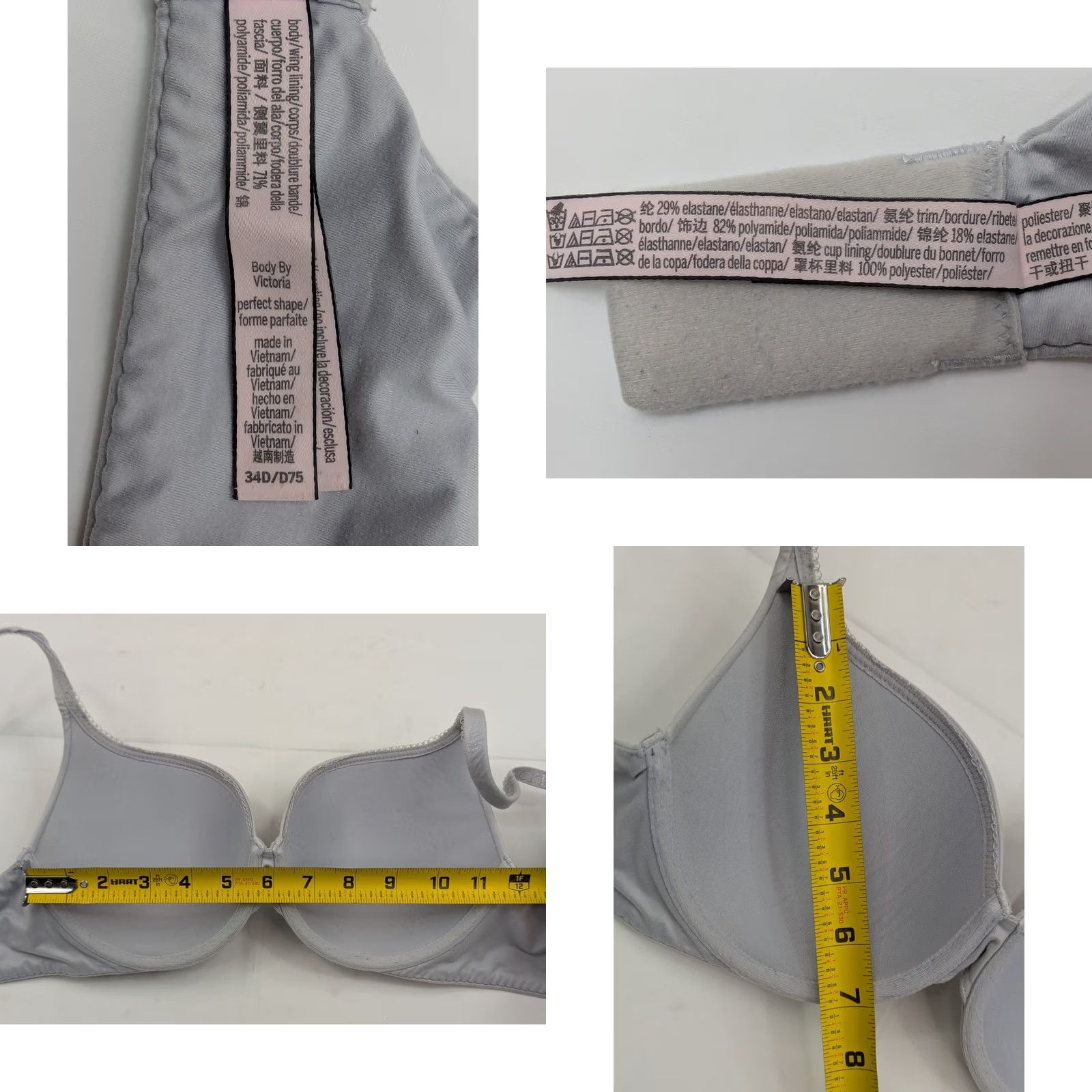 Victoria's Secret Victoria's Secret Body By Victoria Perfect Shape Bra 34D Dusty Blue Glitter Shirt Women's 34D Dusty Blue Glitter Size ONE SIZE - 8 Thumbnail