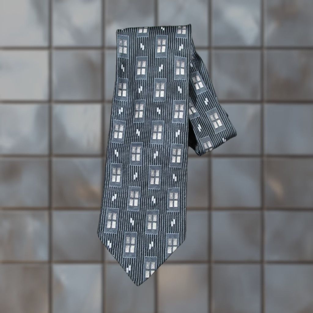 Vintage VINTAGE Luciano Gatti Men's Gray Silk Neck Tie 57-60" Textured Abstract Designer Italy Size ONE SIZE - 1 Thumbnail