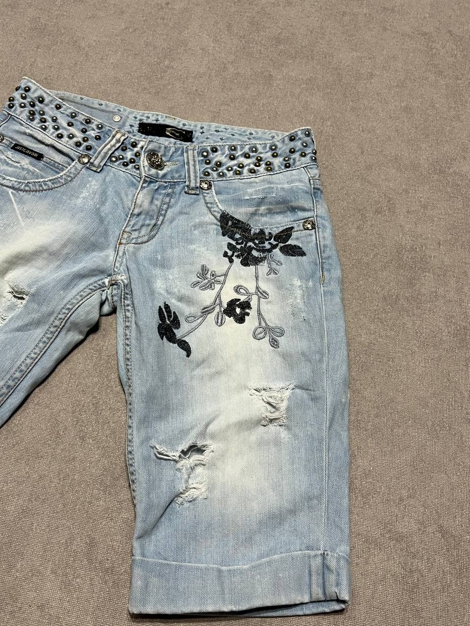 Just Cavalli Roberto Just Cavalli Women`s Short Denim Logo Print Size 26" / US 2 / IT 38 - 3 Thumbnail