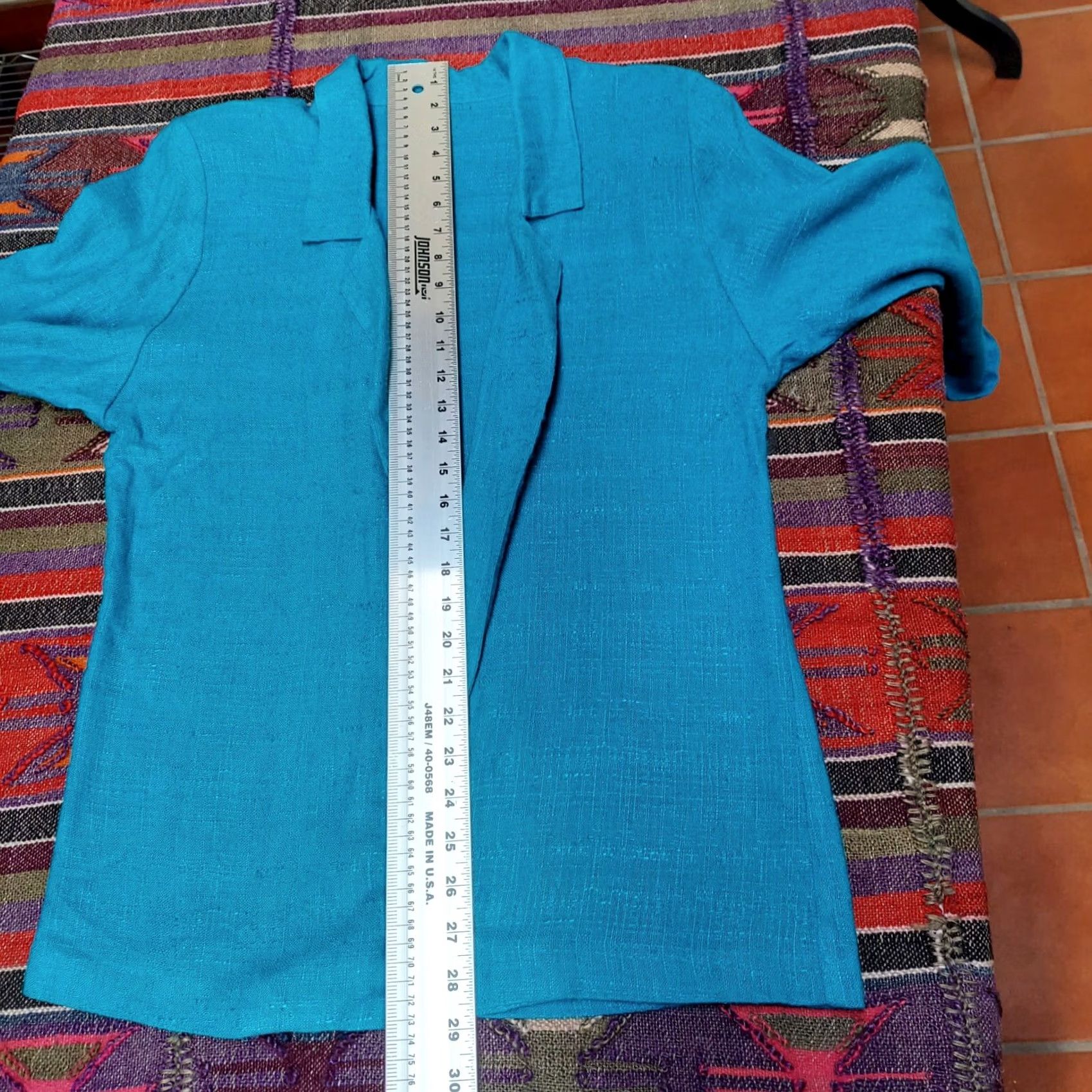 Vintage E California Women 100% Rayon Open Front Blazer Size 7/8 Teal Blue Casual Lightweight Size M / US 6-8 / IT 42-44 - 6 Thumbnail
