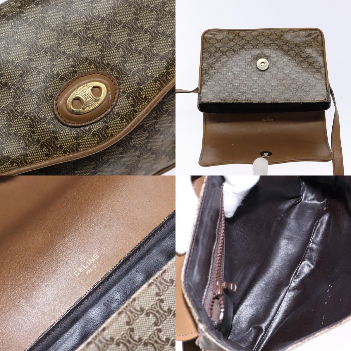 Celine CELINE Macadam Canvas Shoulder Bag Pvc Beige Gold Size ONE SIZE - 11 Thumbnail