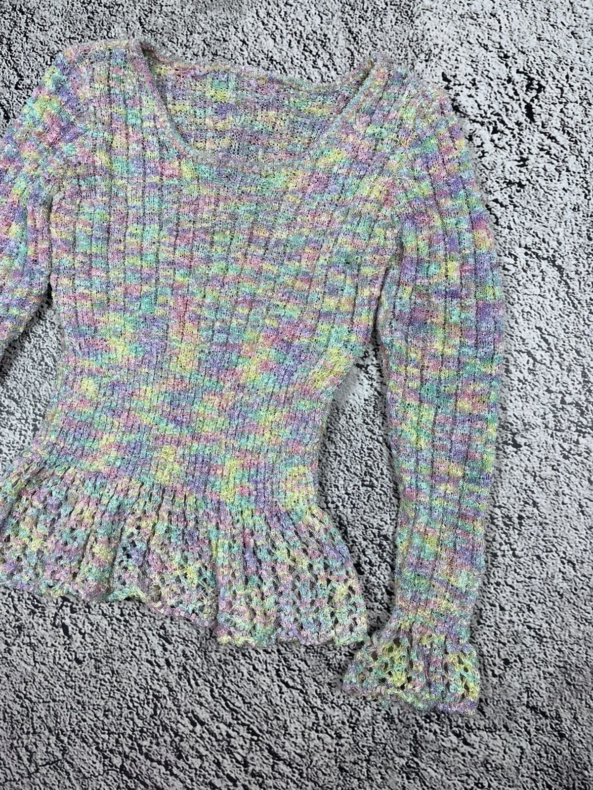 Japanese Brand Vintage Japanese Coloured Knit Peplum Top light sweater Y2K Size M / US 6-8 / IT 42-44 - 3 Thumbnail