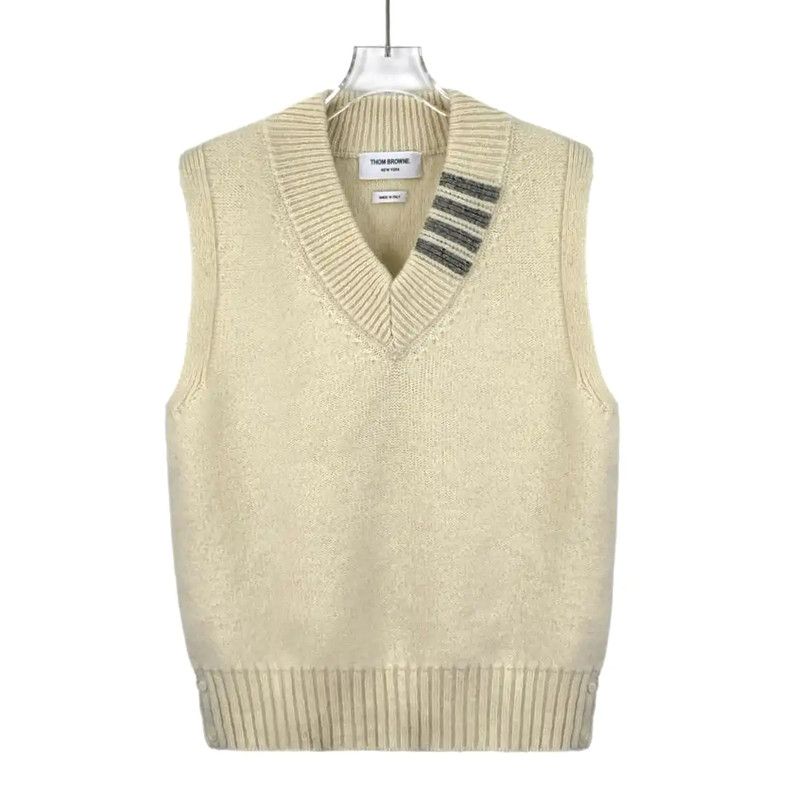 Thom Browne Thom Browne Beige Wool Sleeveless Sweater 0089 Size US M / EU 48-50 / 2 - 1 Thumbnail