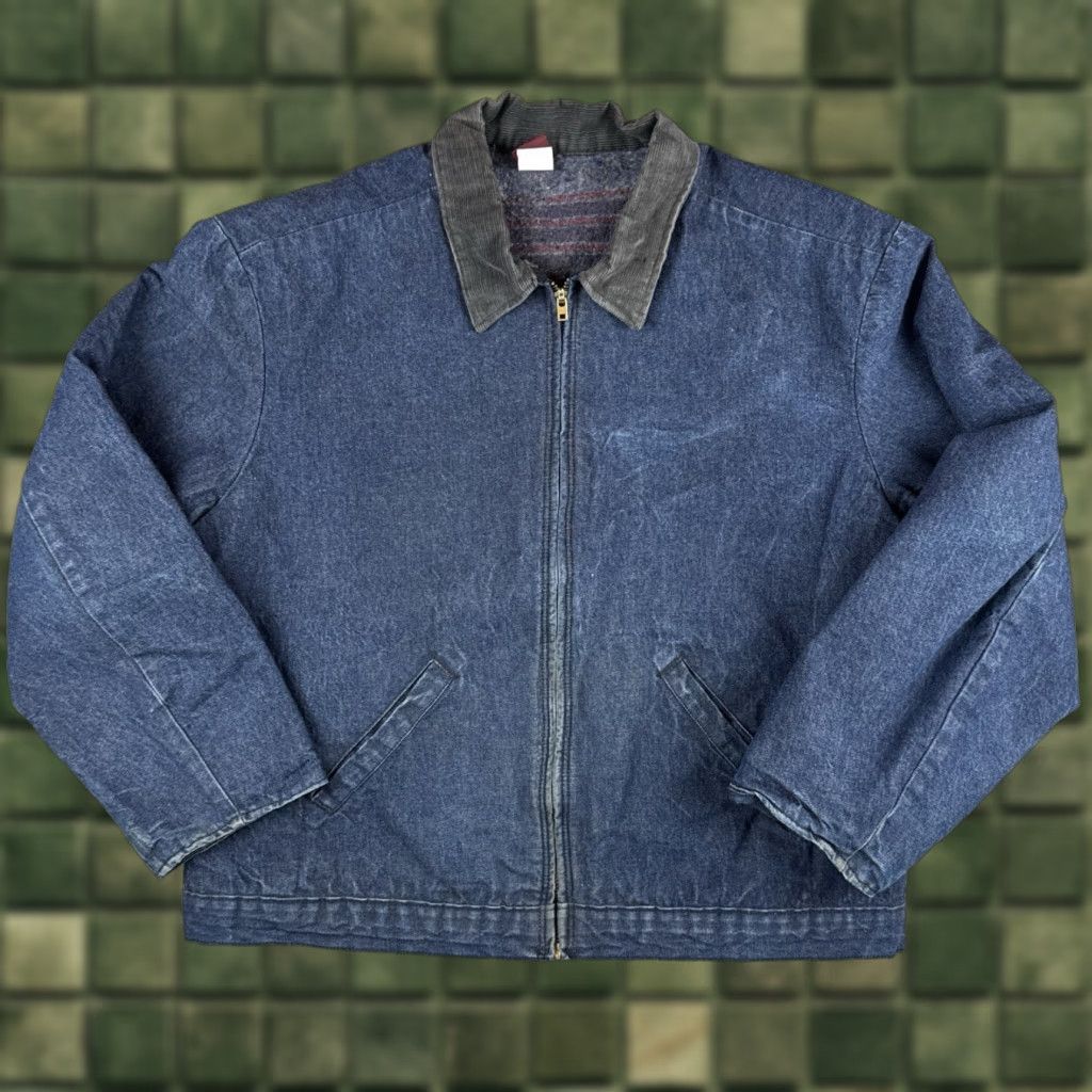 Denime VINTAGE Big Ben Denim Jacket 48 Regular Blue 80s Blanket Lined Zip Workwear Mens XL 48 Regular Mens Bomber Jacket Size US M / EU 48-50 / 2 - 1 Thumbnail