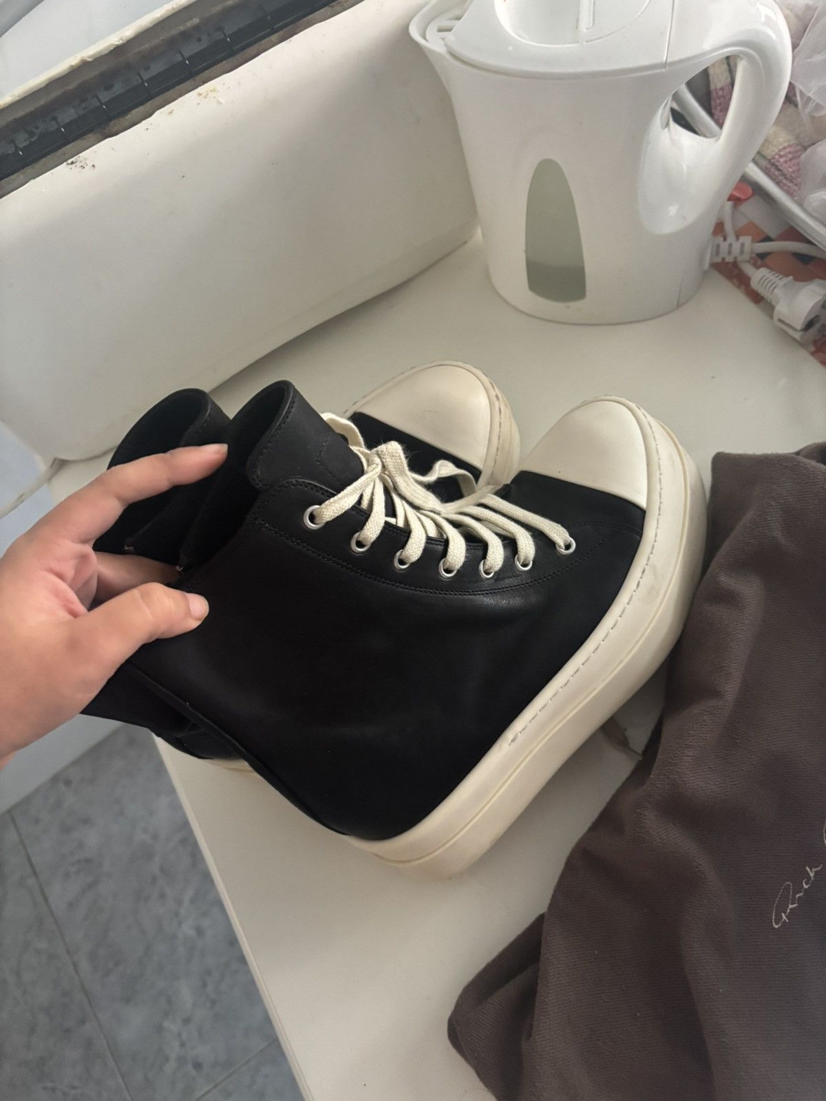 Rick Owens Rick Owens DRKSHDW Ramones High Top Leather Sneakers Size US 8.5 / IT 38.5 - 5 Thumbnail