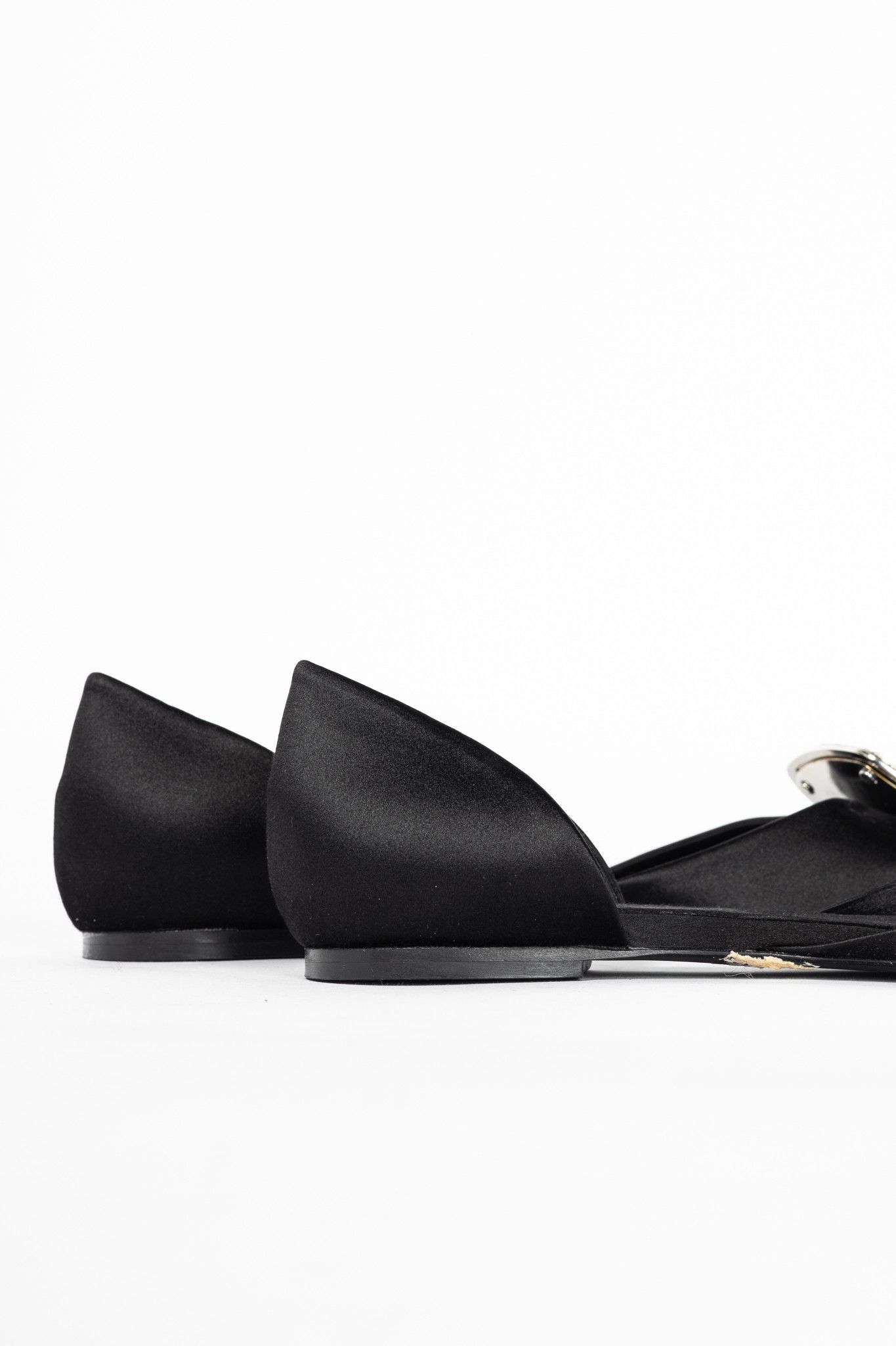 Roger Vivier Roger Vivier Chips Black Silk Strass-Buckle Flats Size US 9 / IT 39 - 9 Thumbnail