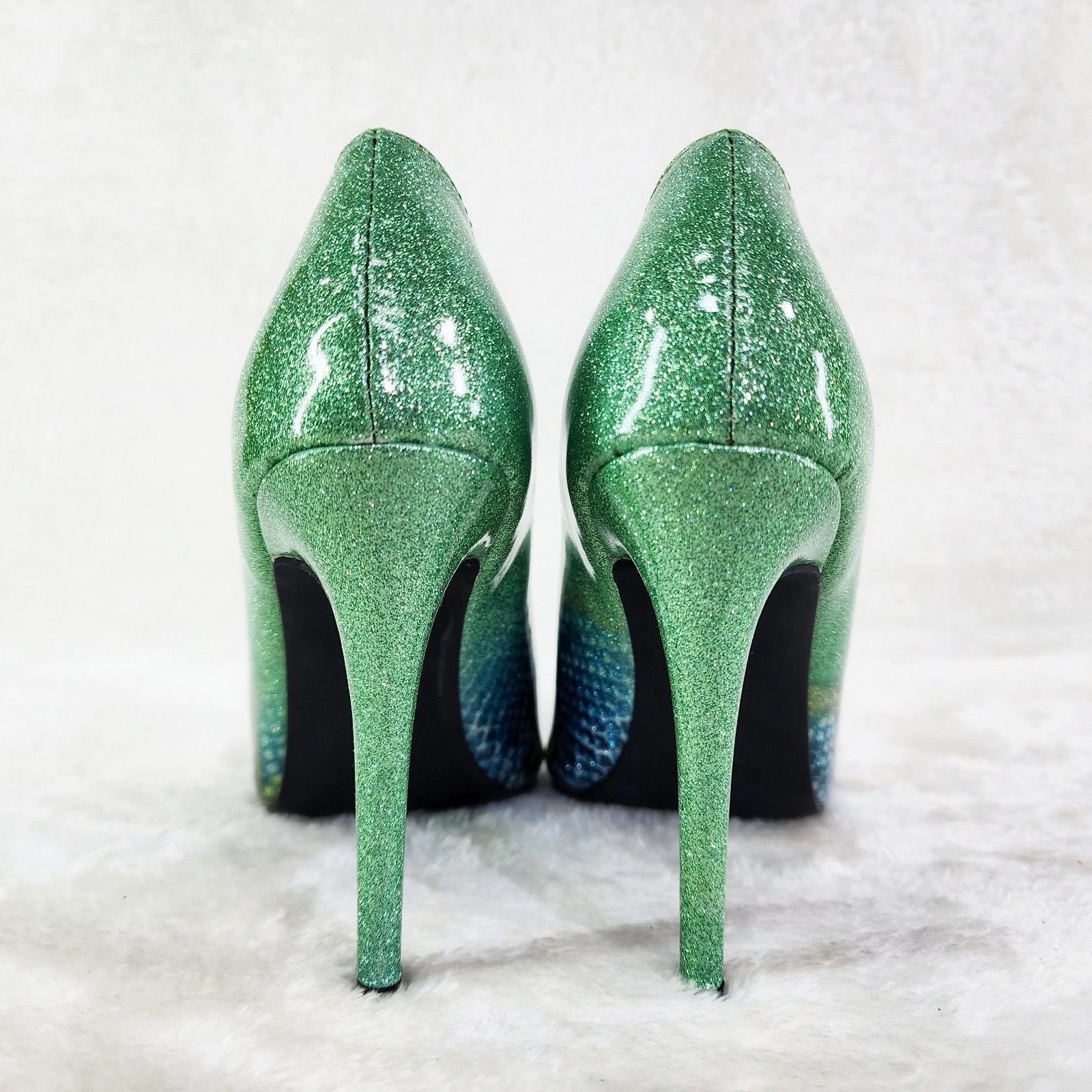Other Fabio Green Glitter Ombre Patent 4" High Heel Shoes Pointy Size US 7 / IT 37 - 5 Thumbnail