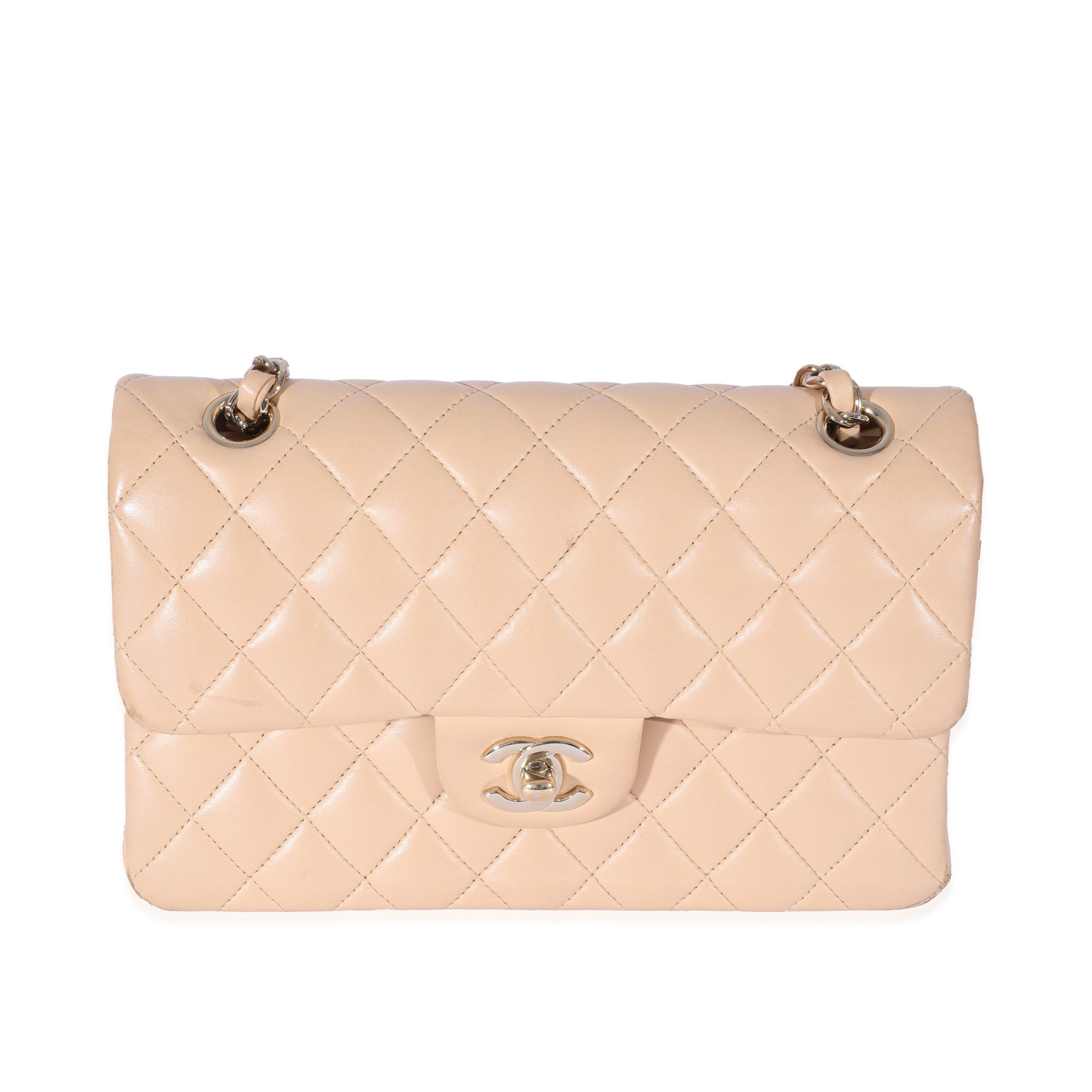 image of Chanel Beige Quilted Lambskin Small Classic Double Flap Bag, Women's