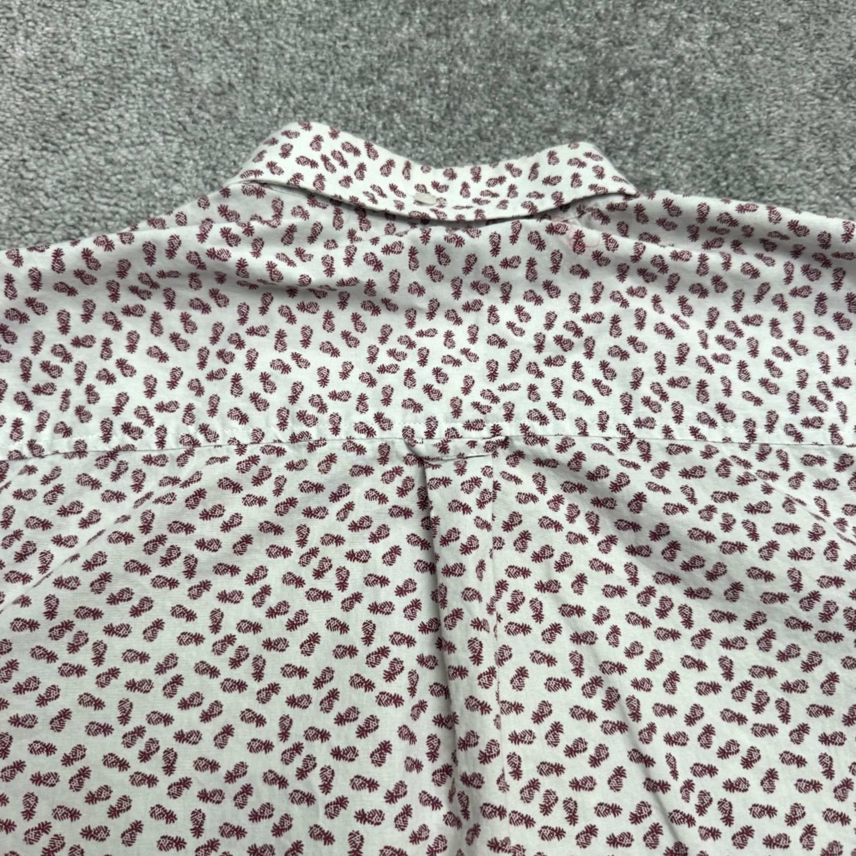 Ben Sherman Ben Sherman Pineapple Print Button-Down Shirt Mens M White Red Cotton Size US M / EU 48-50 / 2 - 4 Thumbnail